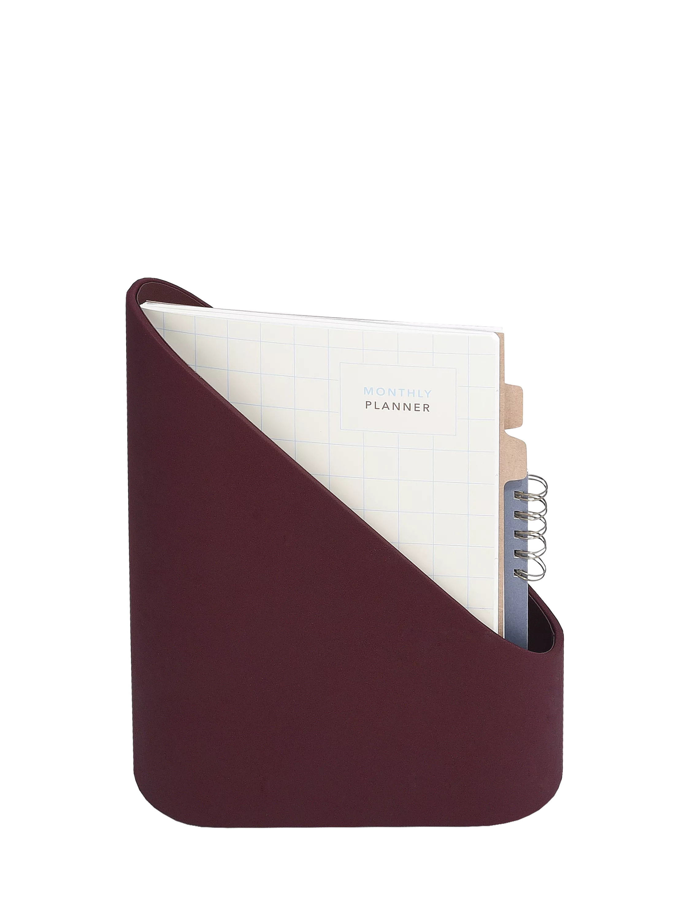Stackers Magazine Rack garnet faux leather, imported from the UK