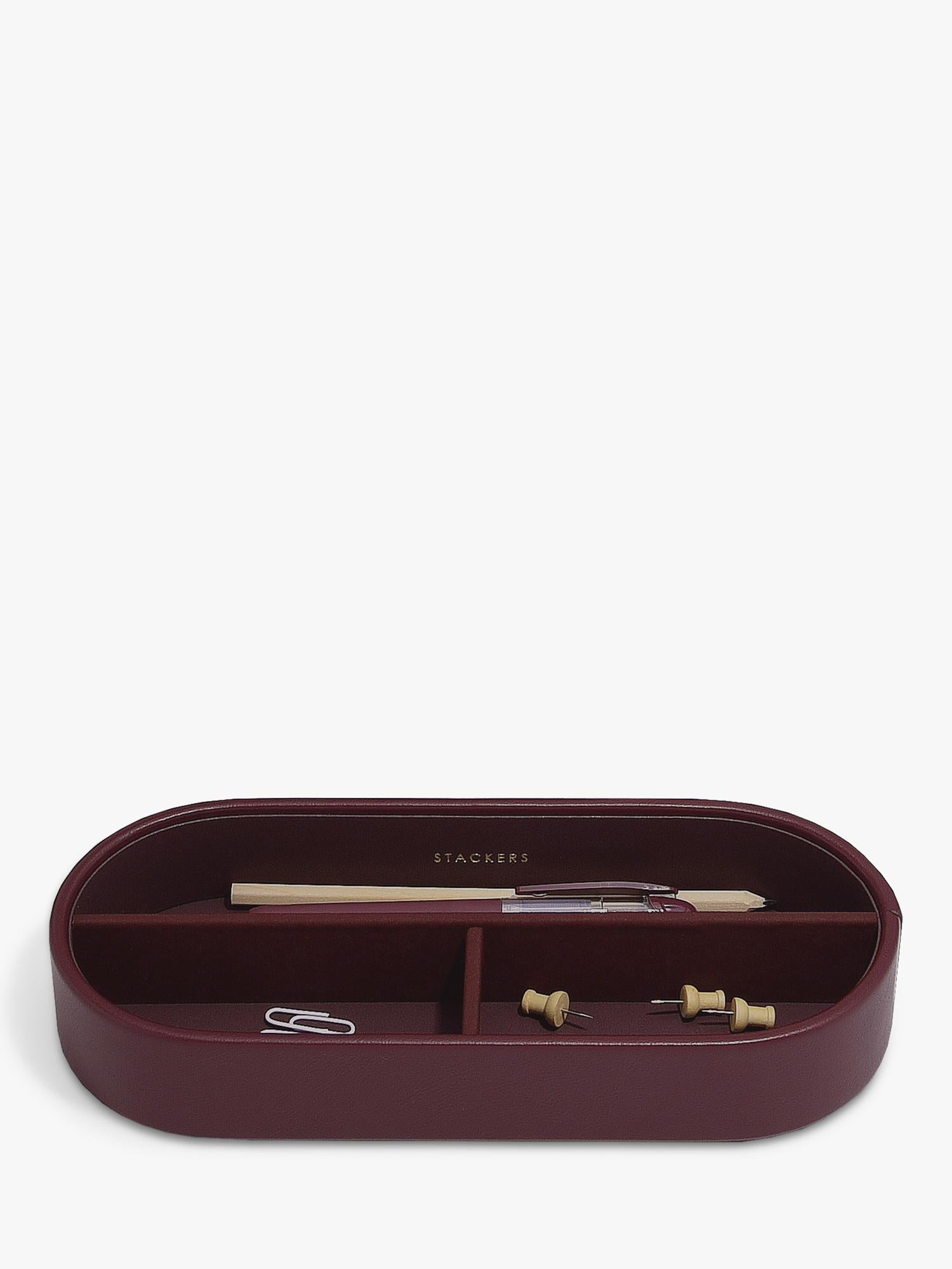 Stackers Magazine Rack garnet faux leather, imported from the UK