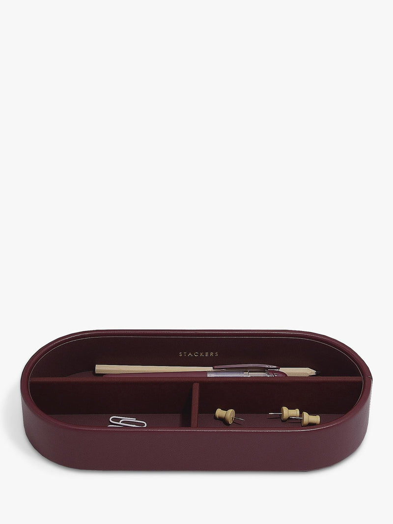 Stackers Magazine Rack garnet faux leather, imported from the UK