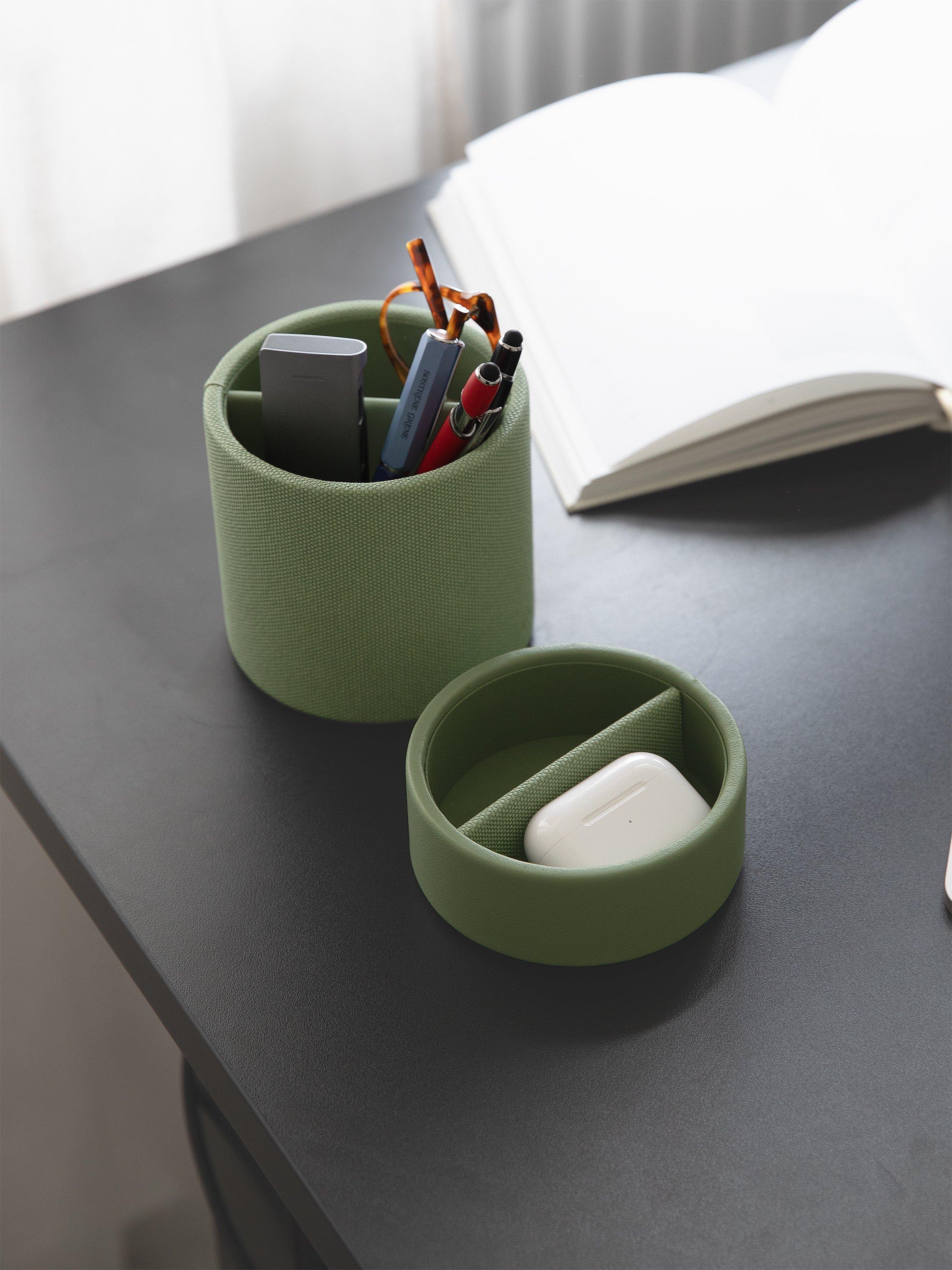 Stackers sage faux leather pen pot, UK version
