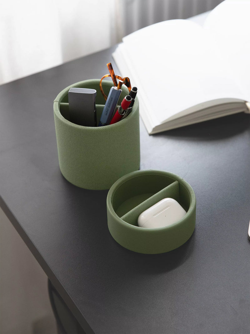 Stackers sage faux leather pen pot, UK version