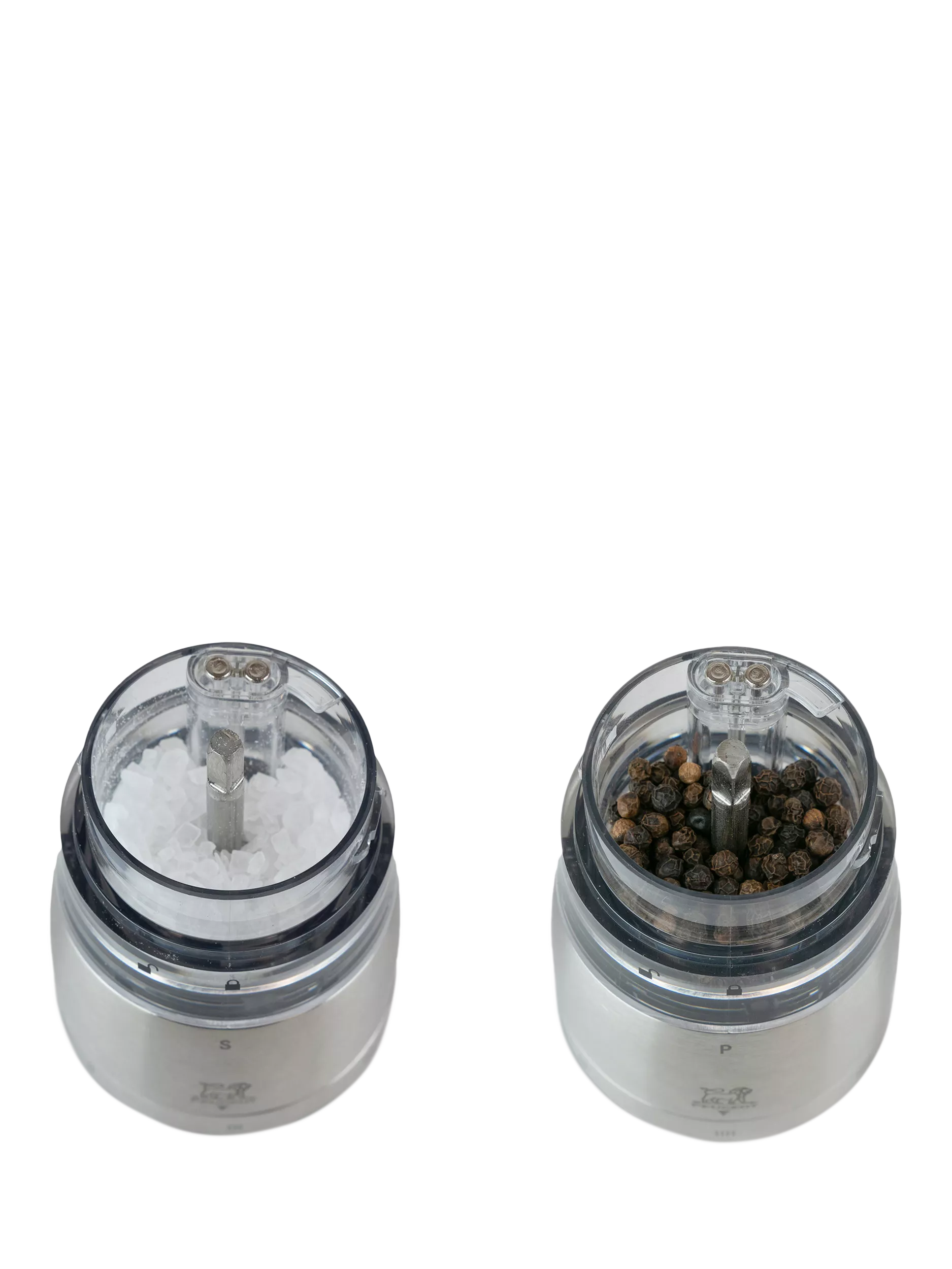 Peugeot electric salt and pepper mills black silver set, UK version