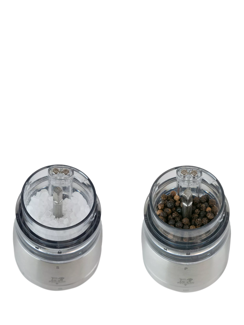 Peugeot electric salt and pepper mills black silver set, UK version