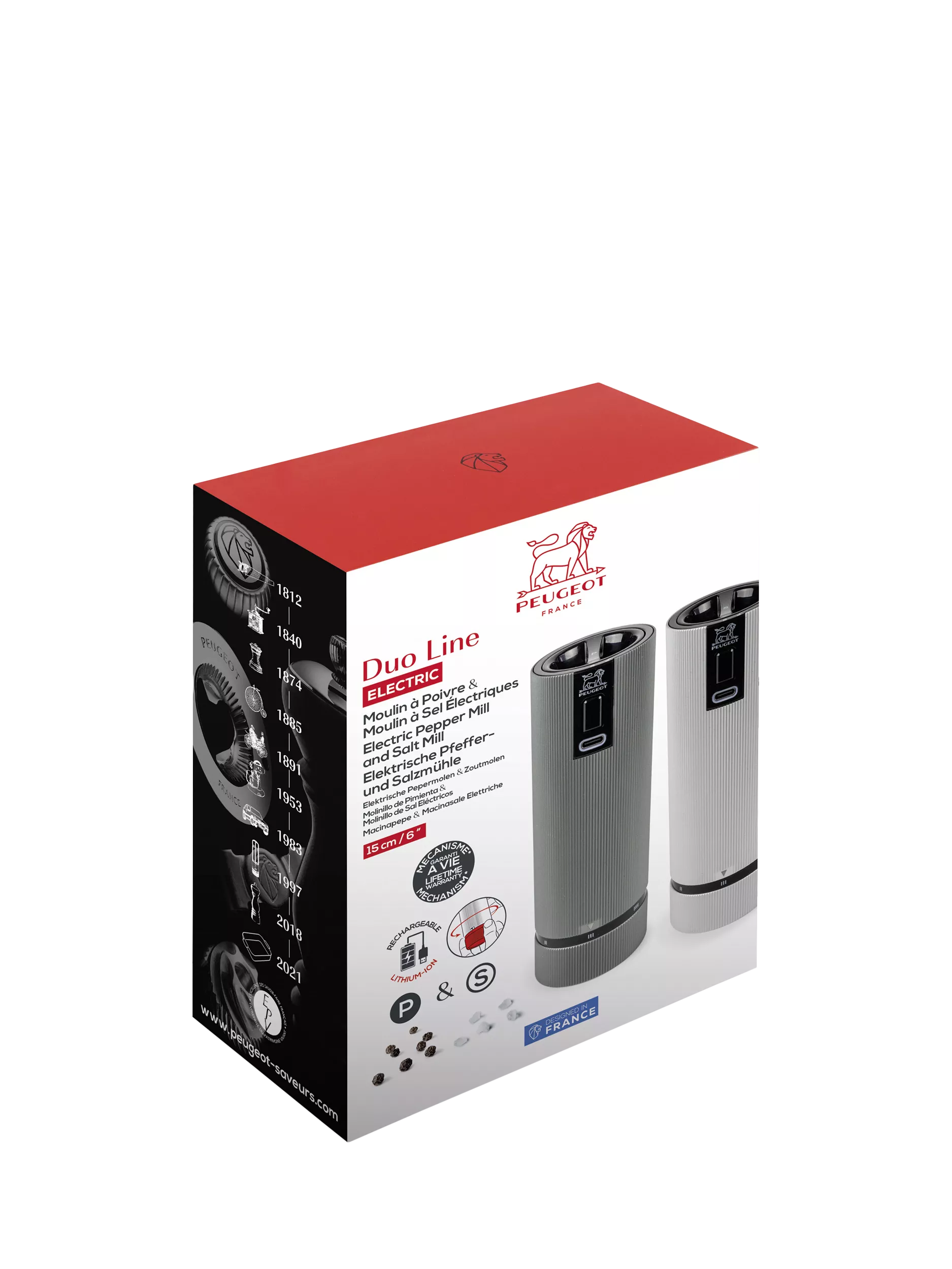 Peugeot electric salt and pepper mill duo 15cm (British brand)