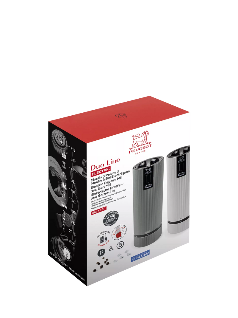 Peugeot electric salt and pepper mill duo 15cm (British brand)