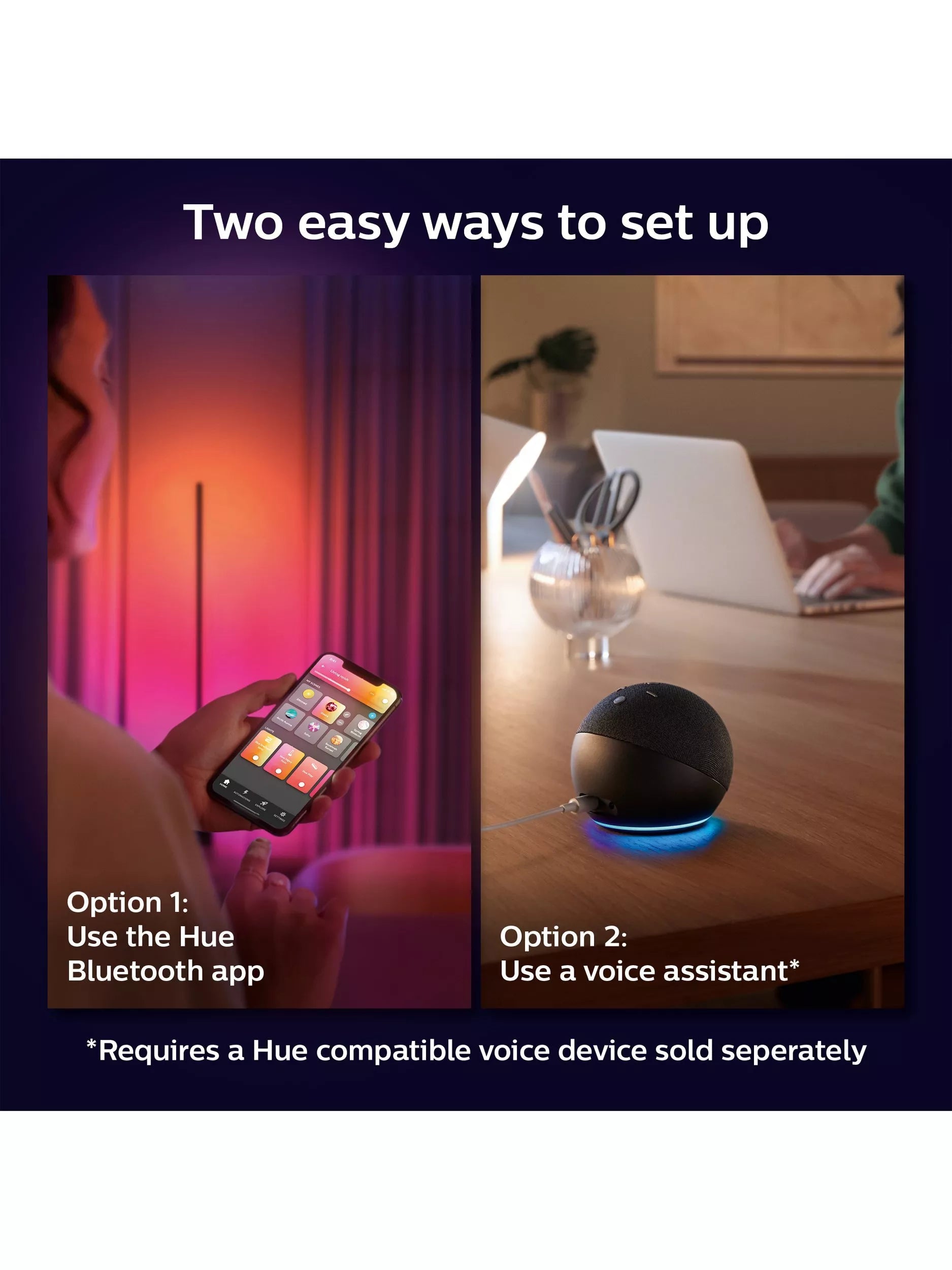 Philips Hue Signe Gradient Floor Lamp black pair, imported from the UK
