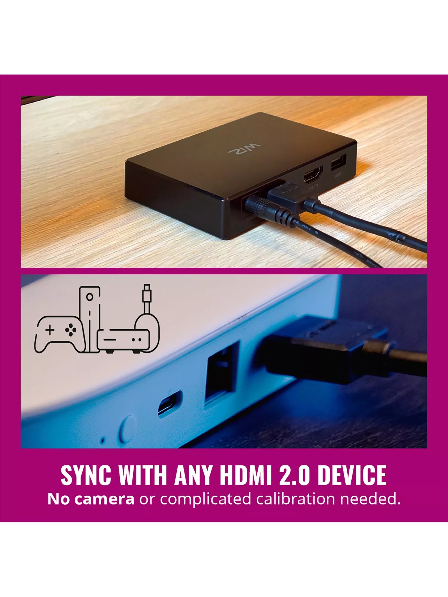 WiZ HDMI Sync Box TV Backlight for 55-65 TVs - British product