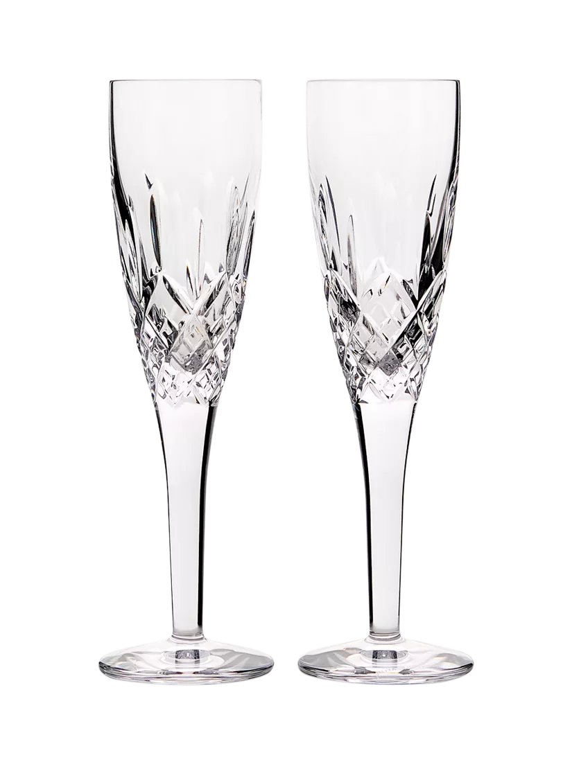Royal Doulton Ashmere crystal champagne flute set of 2, UK version