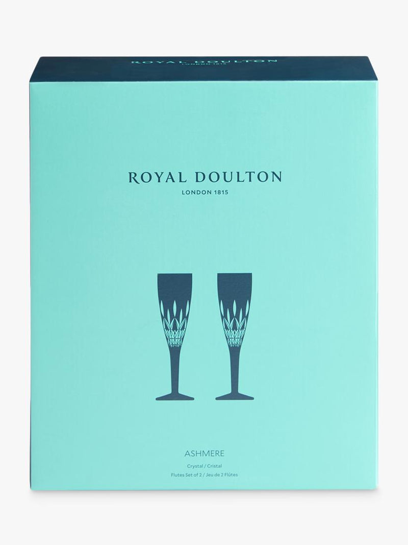 Royal Doulton Ashmere crystal champagne flute set of 2, UK version