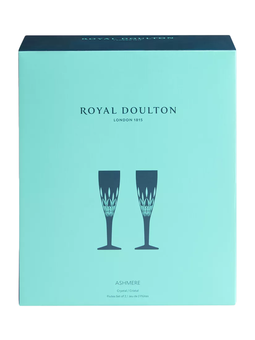 Royal Doulton Ashmere crystal champagne flute set of 2, UK version