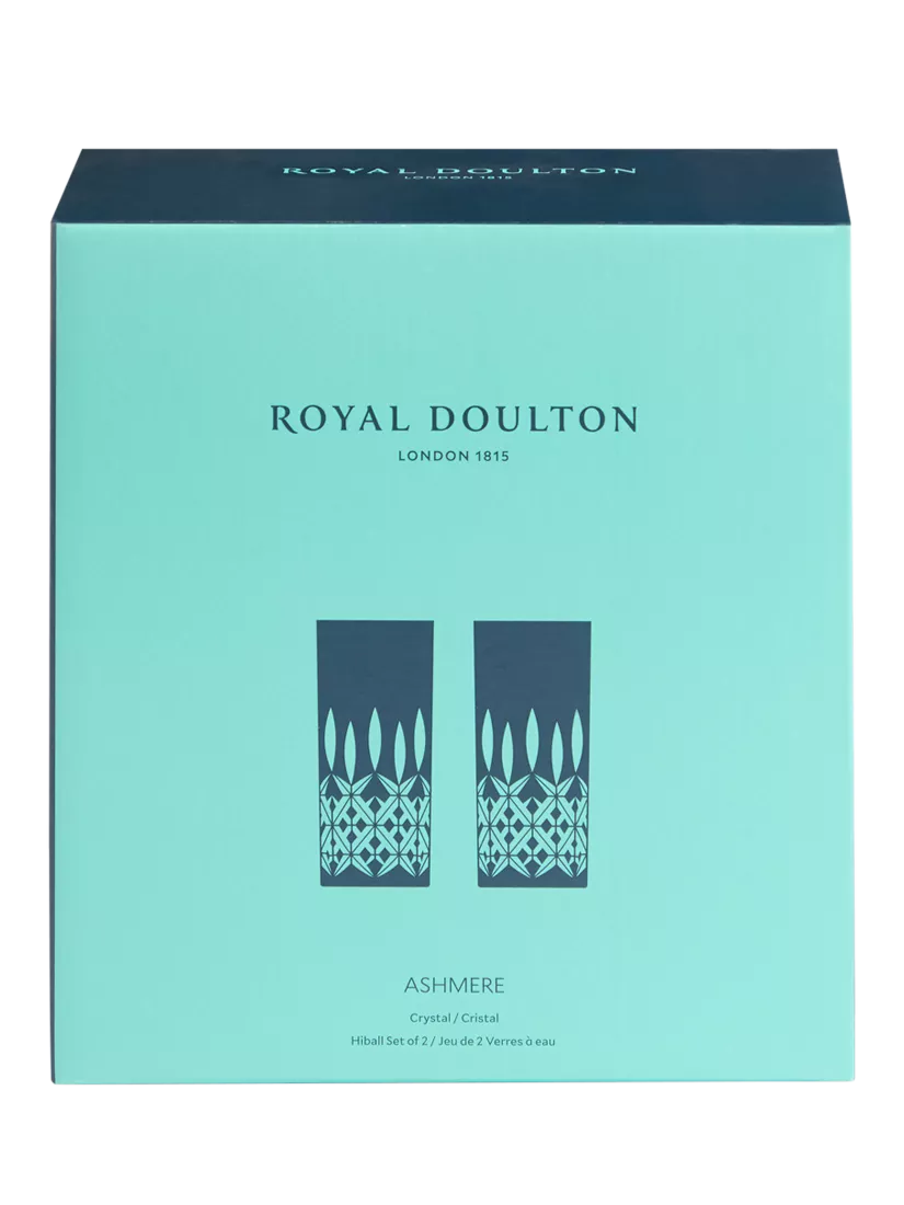Royal Doulton Ashmere crystal cut glass highball glasses clear 320ml set of 2, imported from the UK