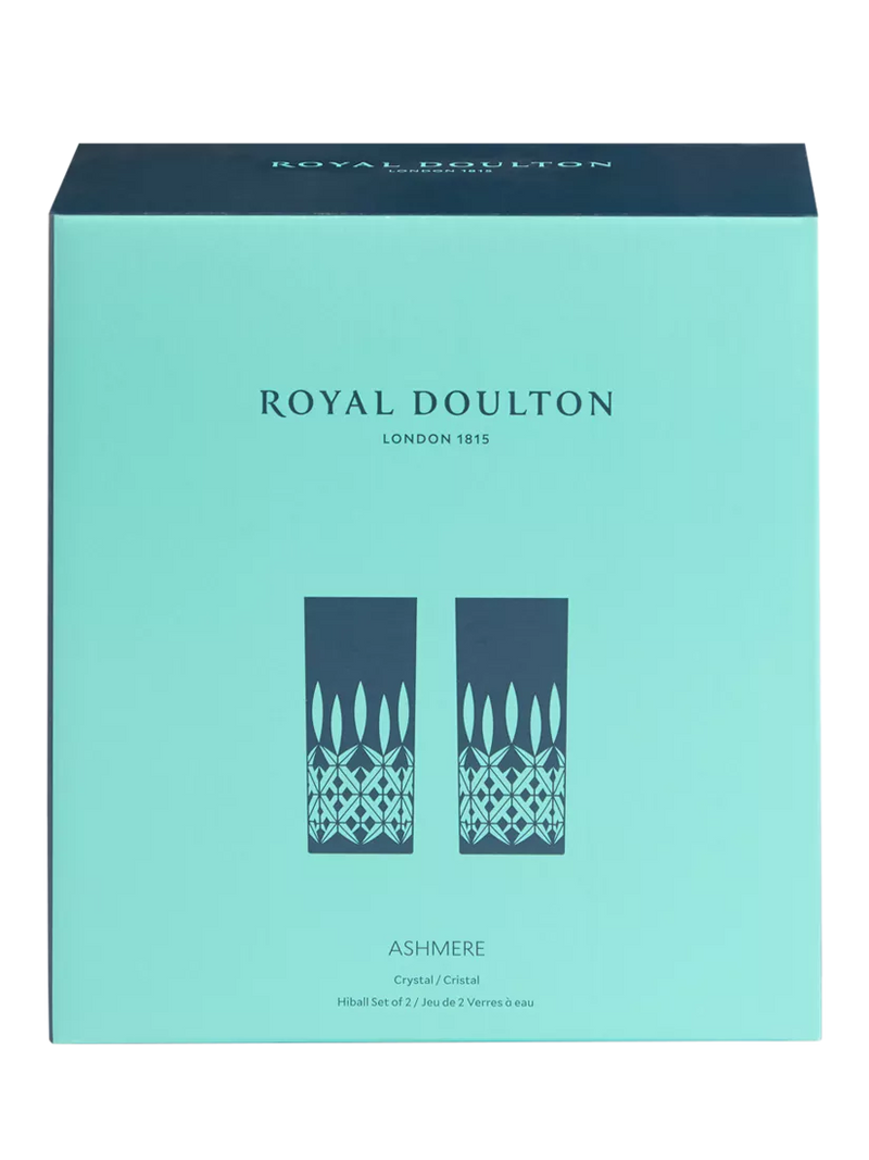 Royal Doulton Ashmere crystal cut glass highball glasses clear 320ml set of 2, imported from the UK