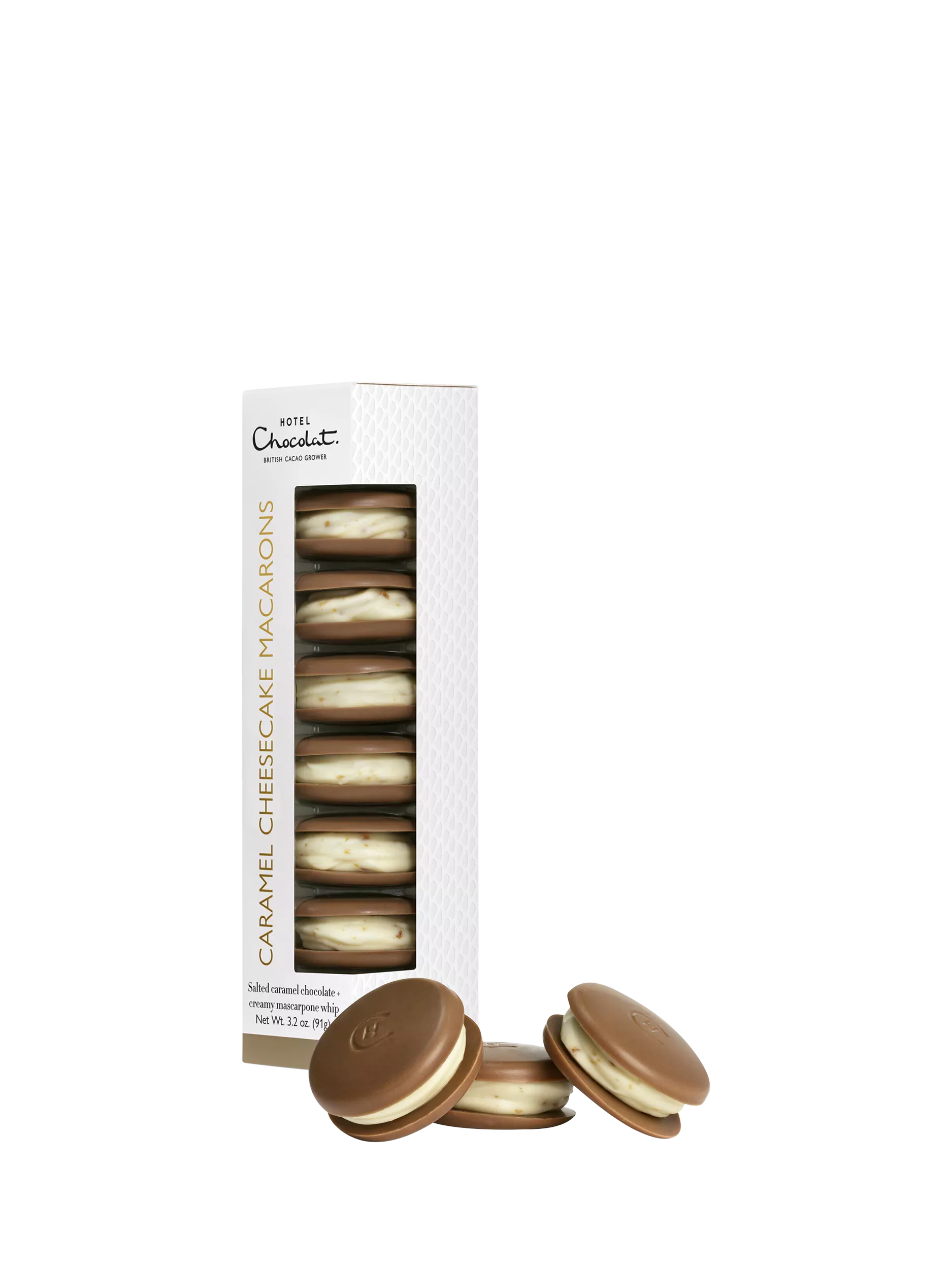 Hotel Chocolat caramel cheesecake macarons 172g, imported from the UK