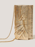 Monsoon clutch bag pleated metallic champagne, UK version