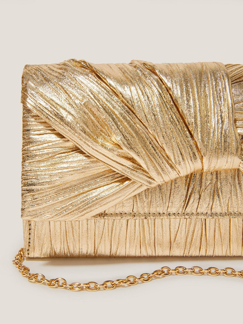 Monsoon clutch bag pleated metallic champagne, UK version