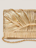 Monsoon clutch bag pleated metallic champagne, UK version