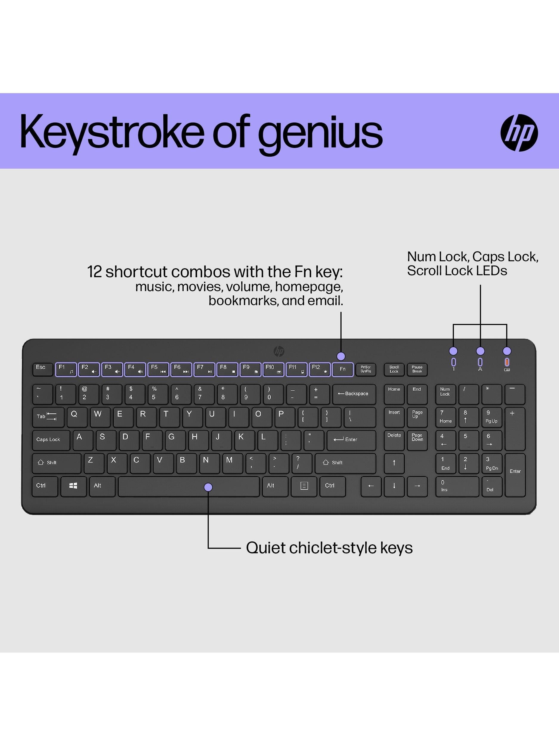 HP 330 wireless keyboard and mouse black, UK version