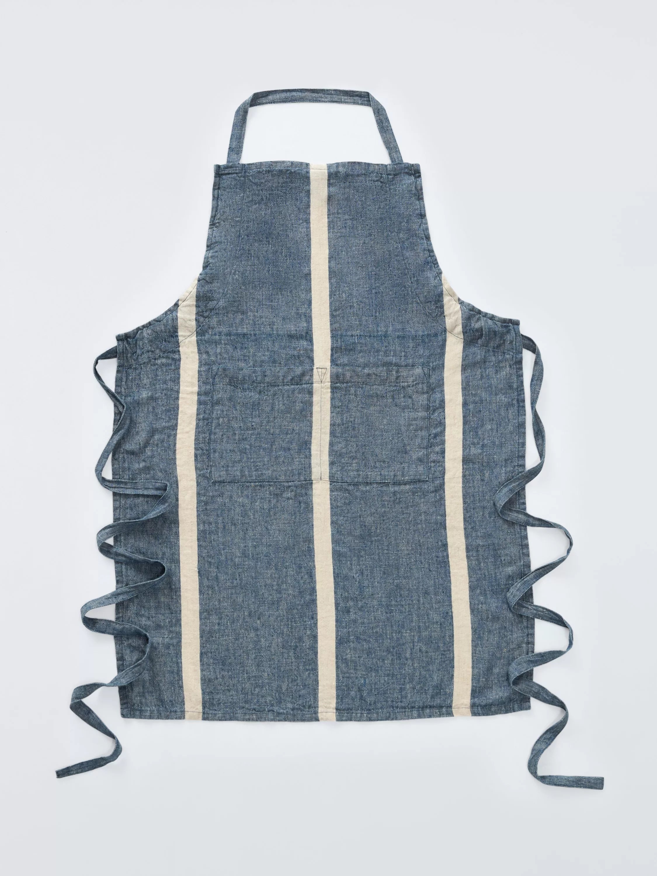 John Lewis blue stripe linen apron, imported from the UK