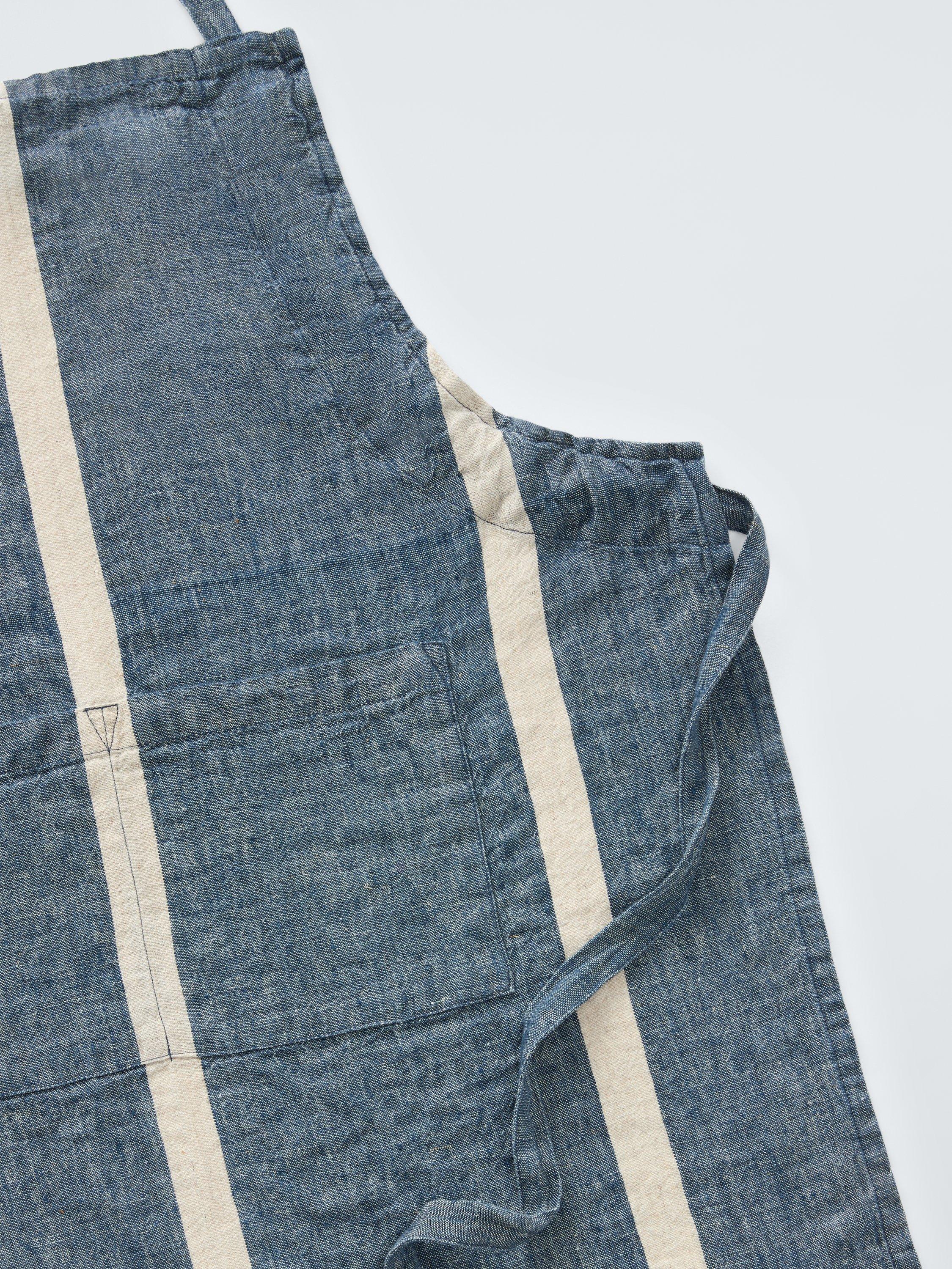 John Lewis blue stripe linen apron, imported from the UK