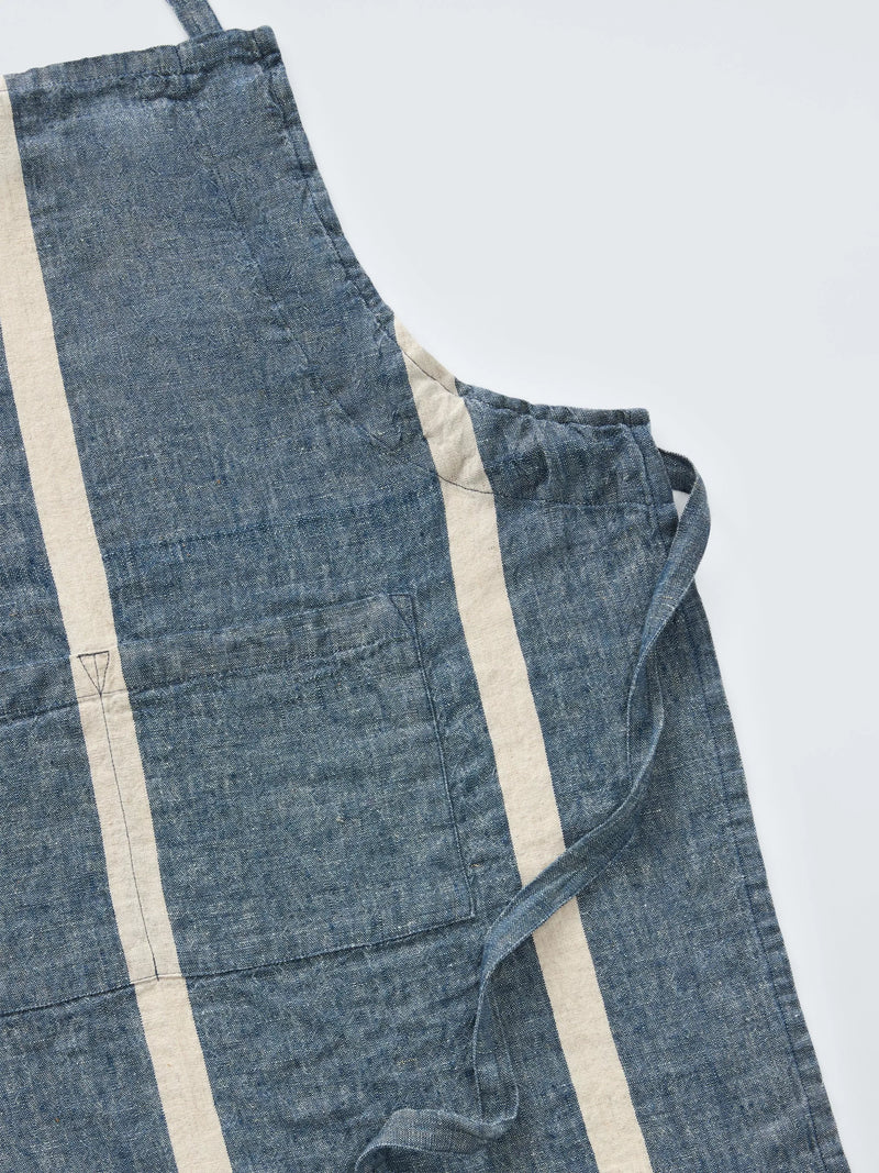 John Lewis blue stripe linen apron, imported from the UK