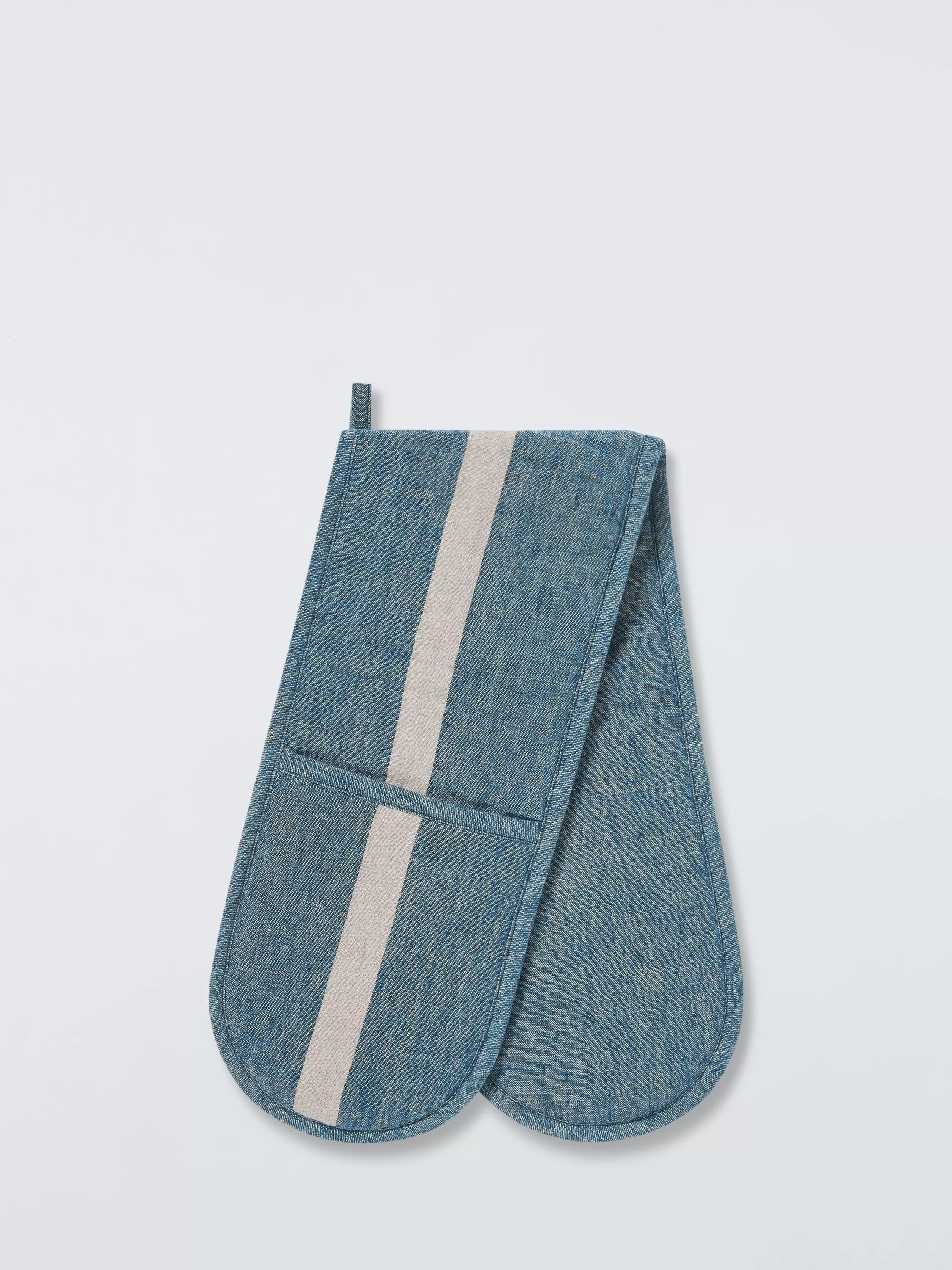 John Lewis Leckford linen double oven gloves blue - British product
