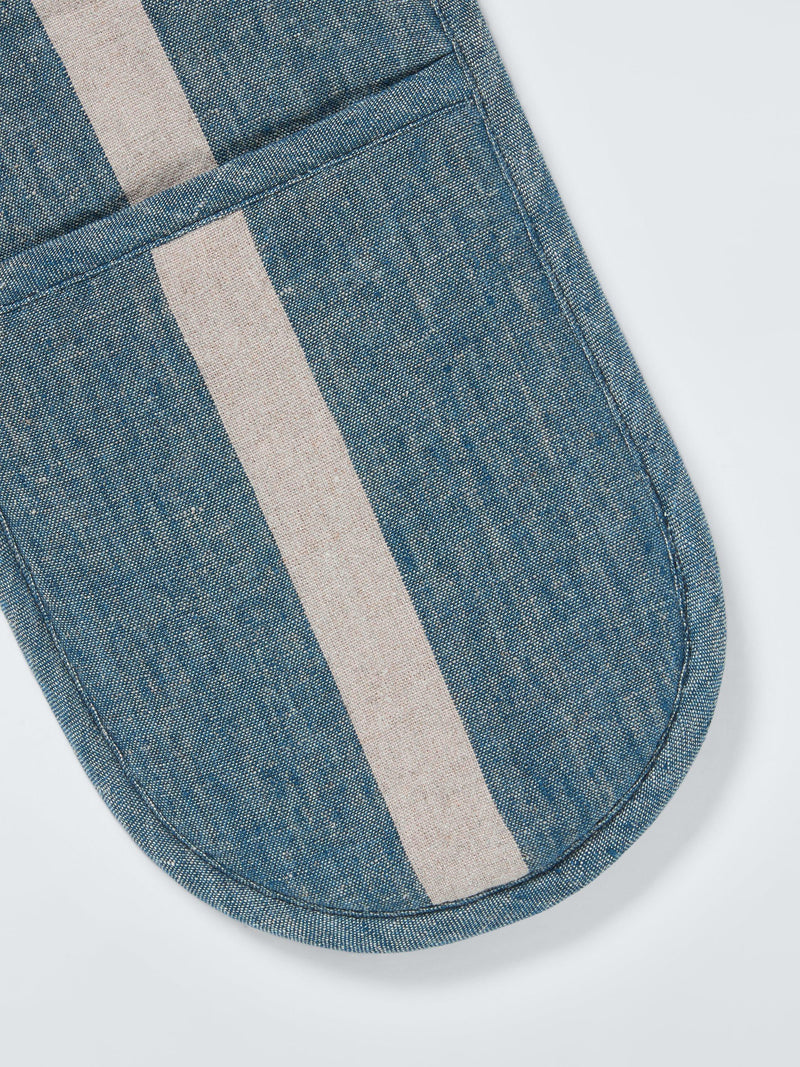 John Lewis Leckford linen double oven gloves blue - British product