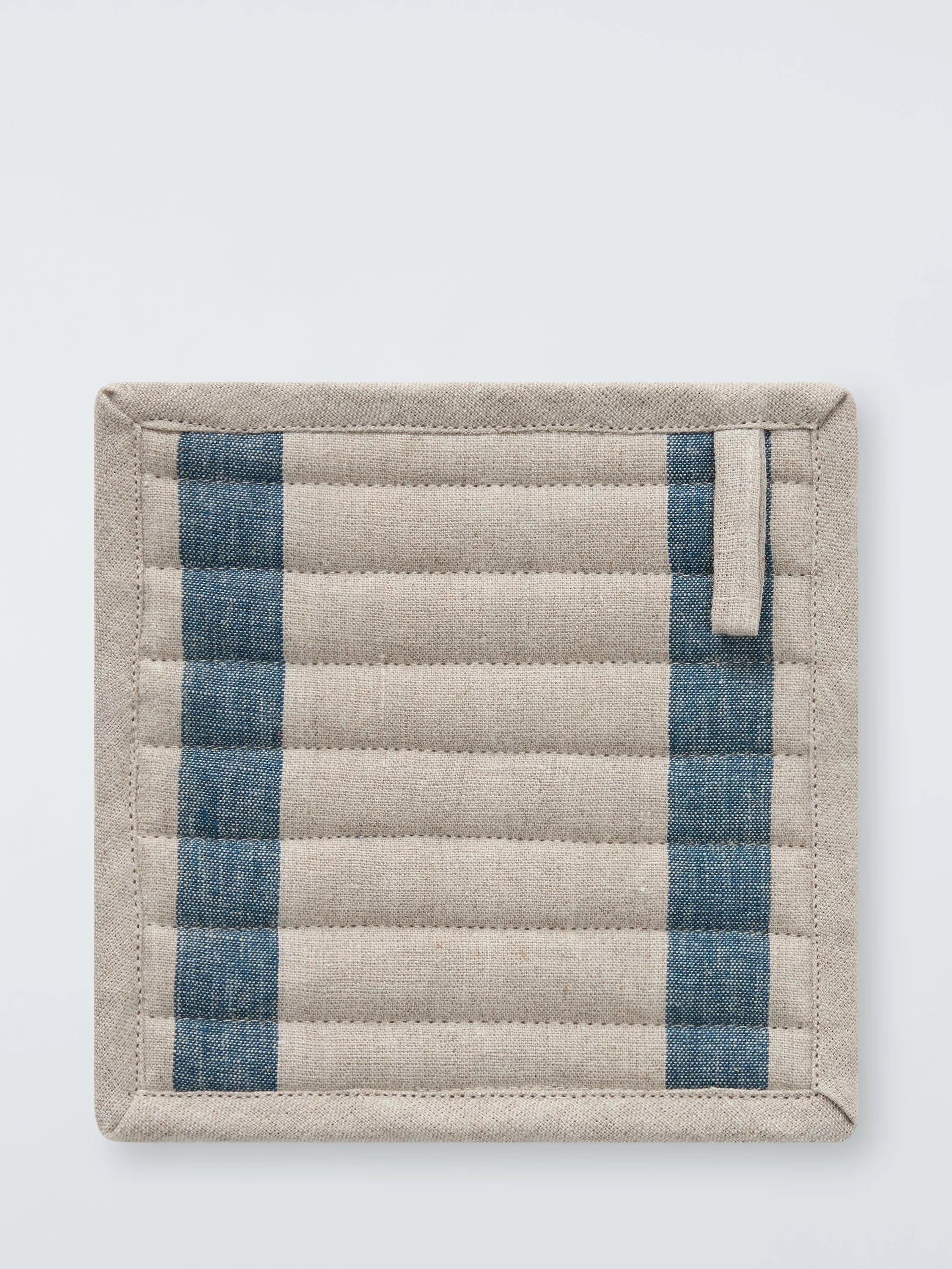 John Lewis Leckford stripe linen pot holder blue - British product