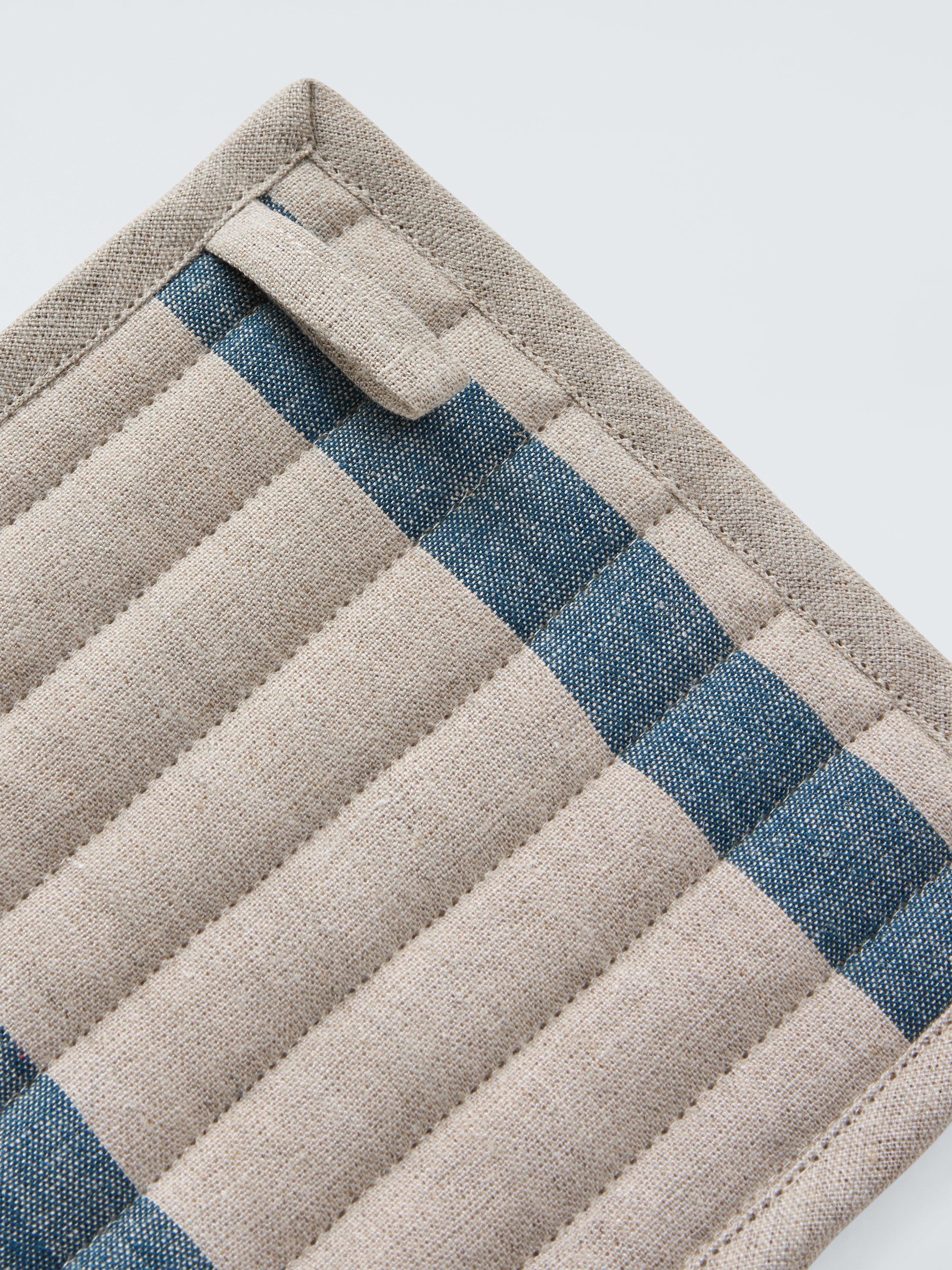 John Lewis Leckford stripe linen pot holder blue - British product