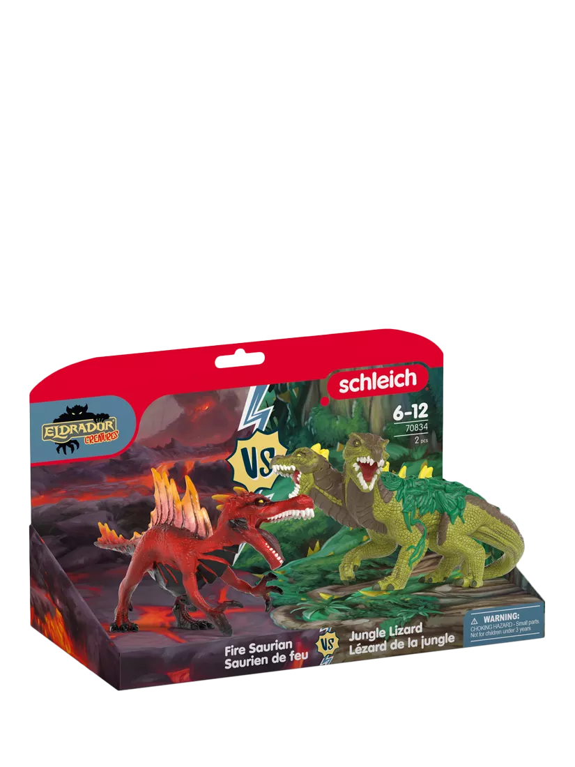 schleich Eldrador Creatures Fire Dinosaur vs Jungle Lizard battle set (British brand)