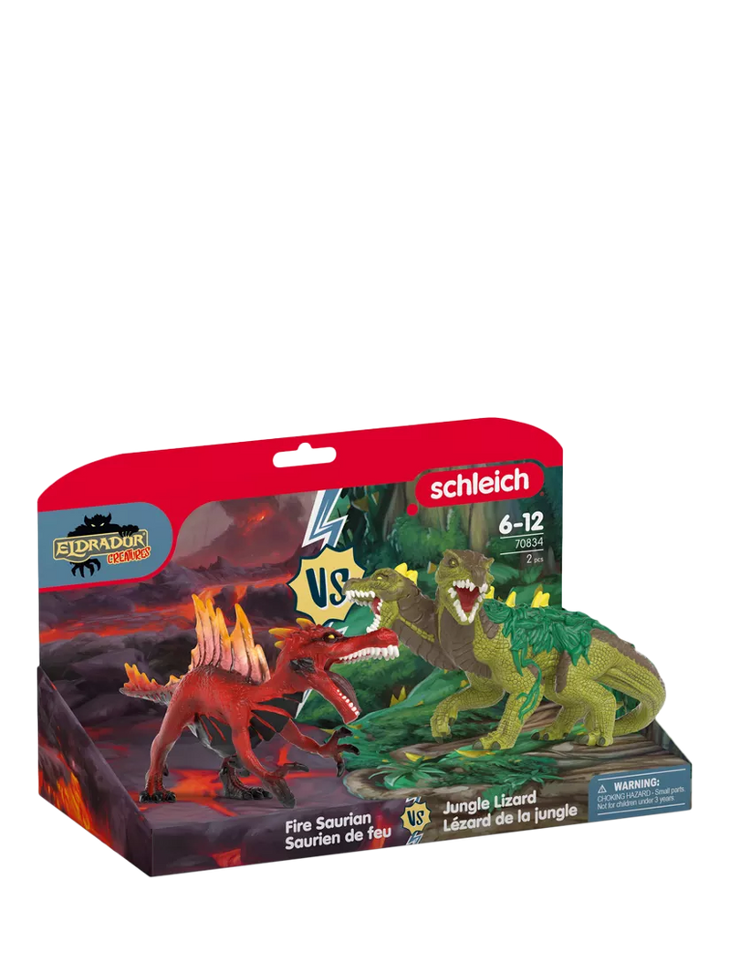 schleich Eldrador Creatures Fire Dinosaur vs Jungle Lizard battle set (British brand)
