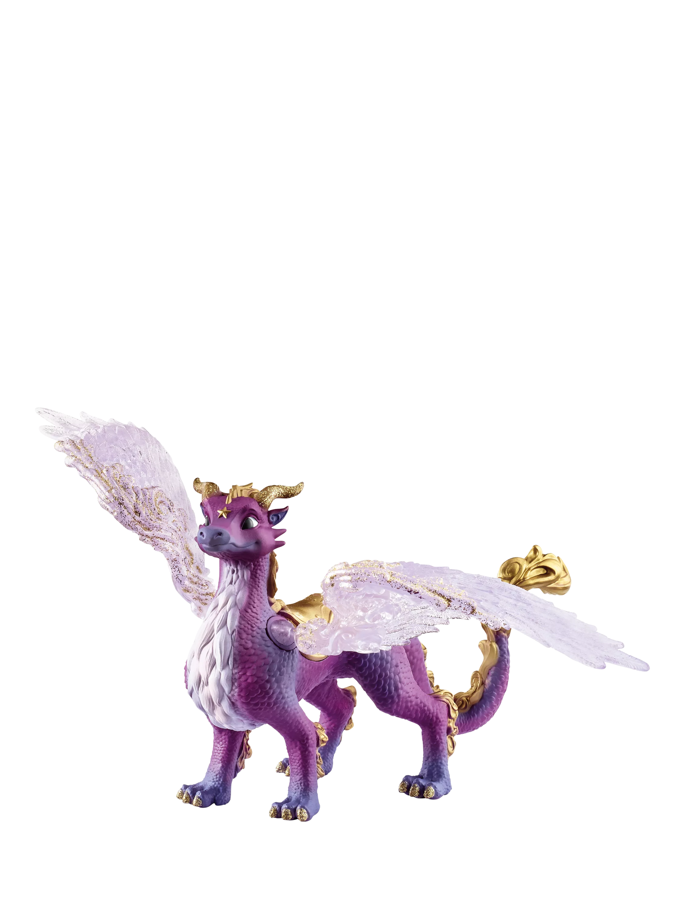 schleich Night Sky Dragon toy with purple wings and golden saddle (British brand)