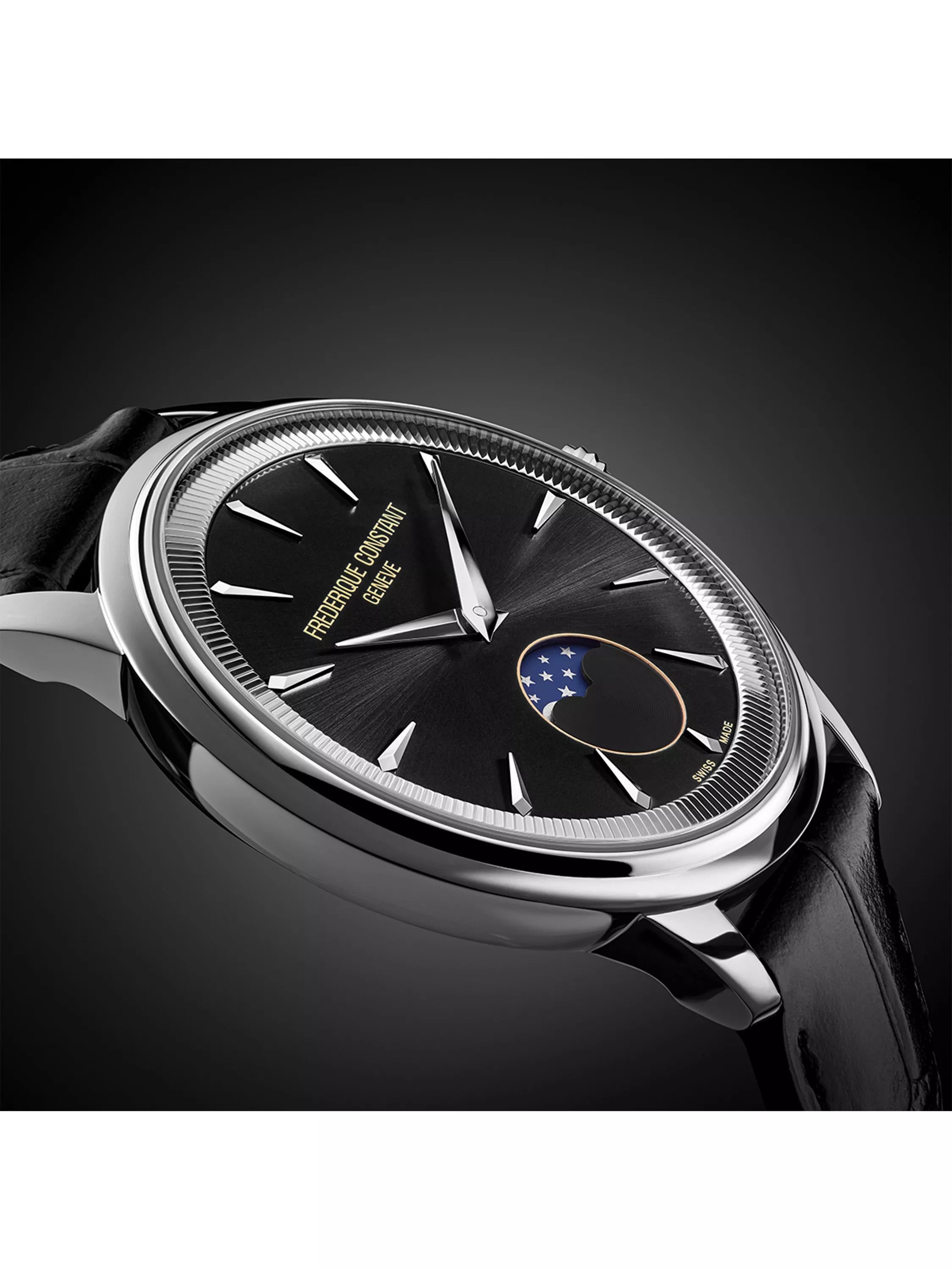 Frederique Constant Moneta Moonphase watch black dial - British product