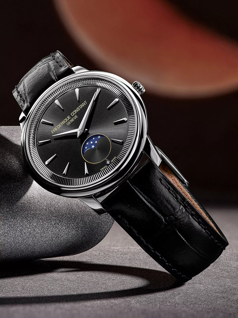 Frederique Constant Moneta Moonphase watch black dial - British product