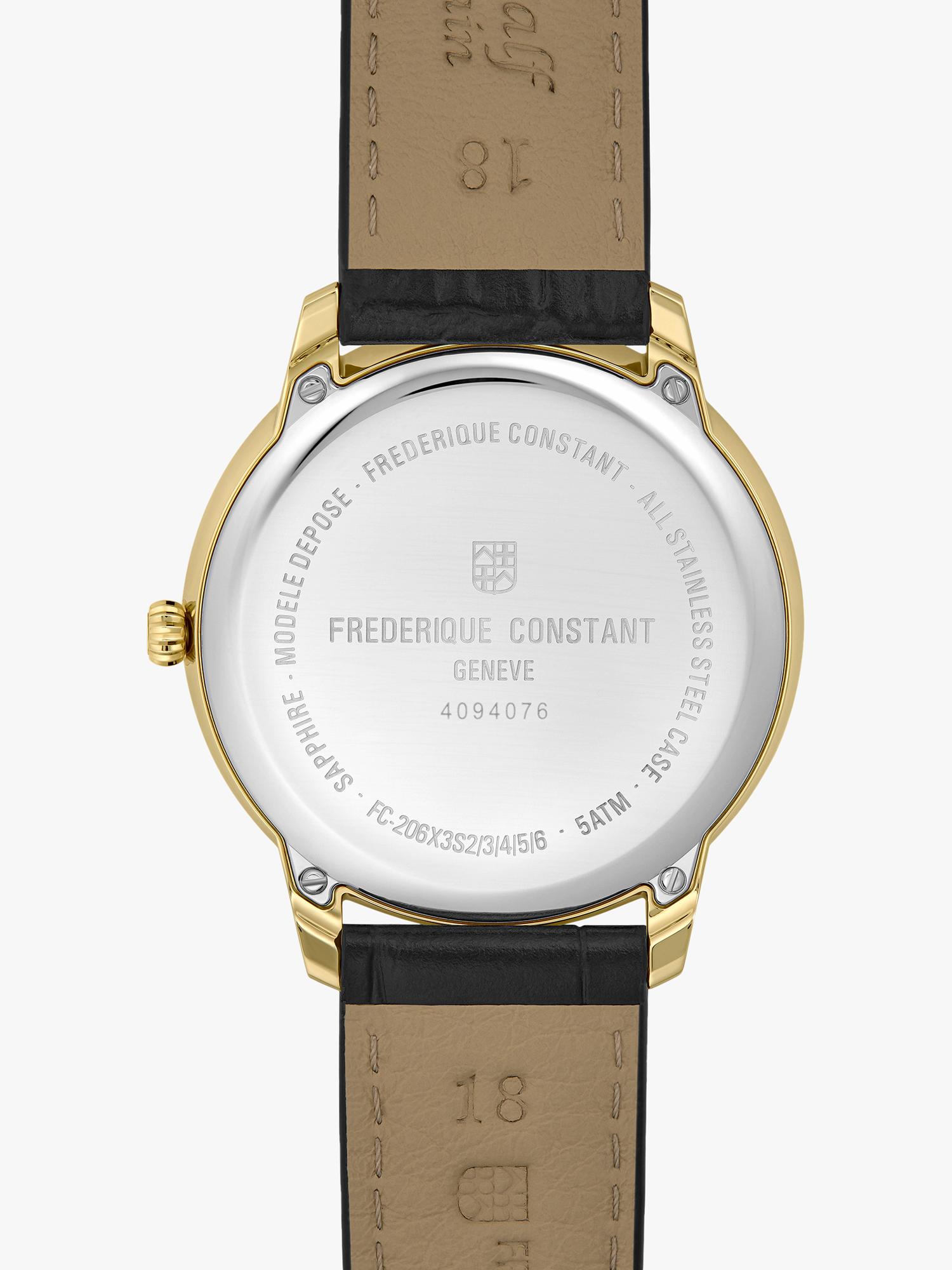 Frederique Constant Moneta moonphase watch with brown leather strap, imported from the UK