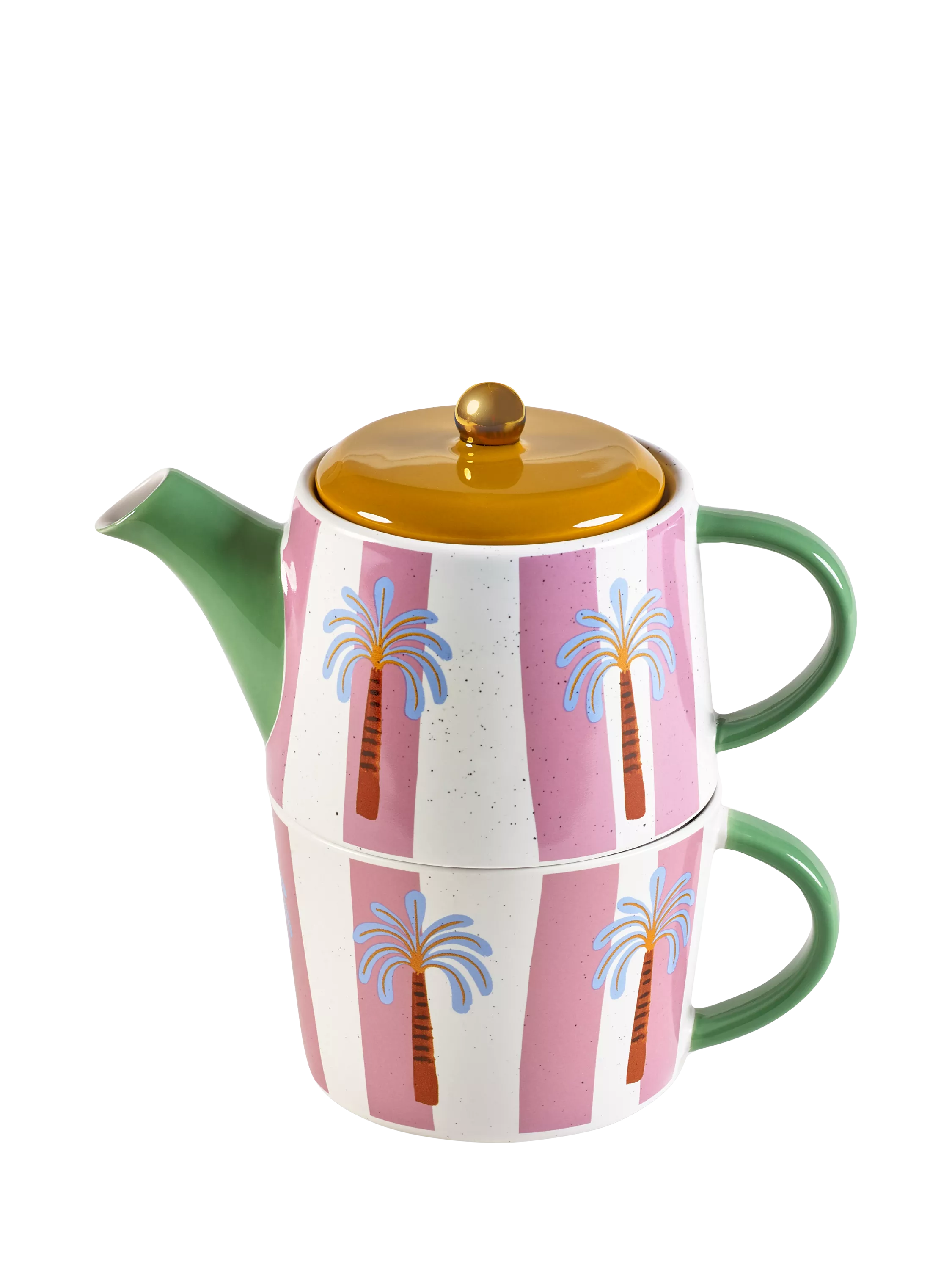 Eleanor Bowmer Electric Coast stoneware tea for one set in multi with 700ml teapot and 300ml mug - British product