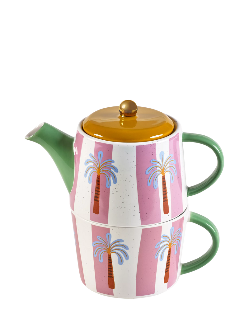Eleanor Bowmer Electric Coast stoneware tea for one set in multi with 700ml teapot and 300ml mug - British product