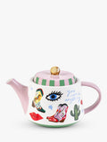 Stoneware Teapot with Hand-Illustrated Icons 1L