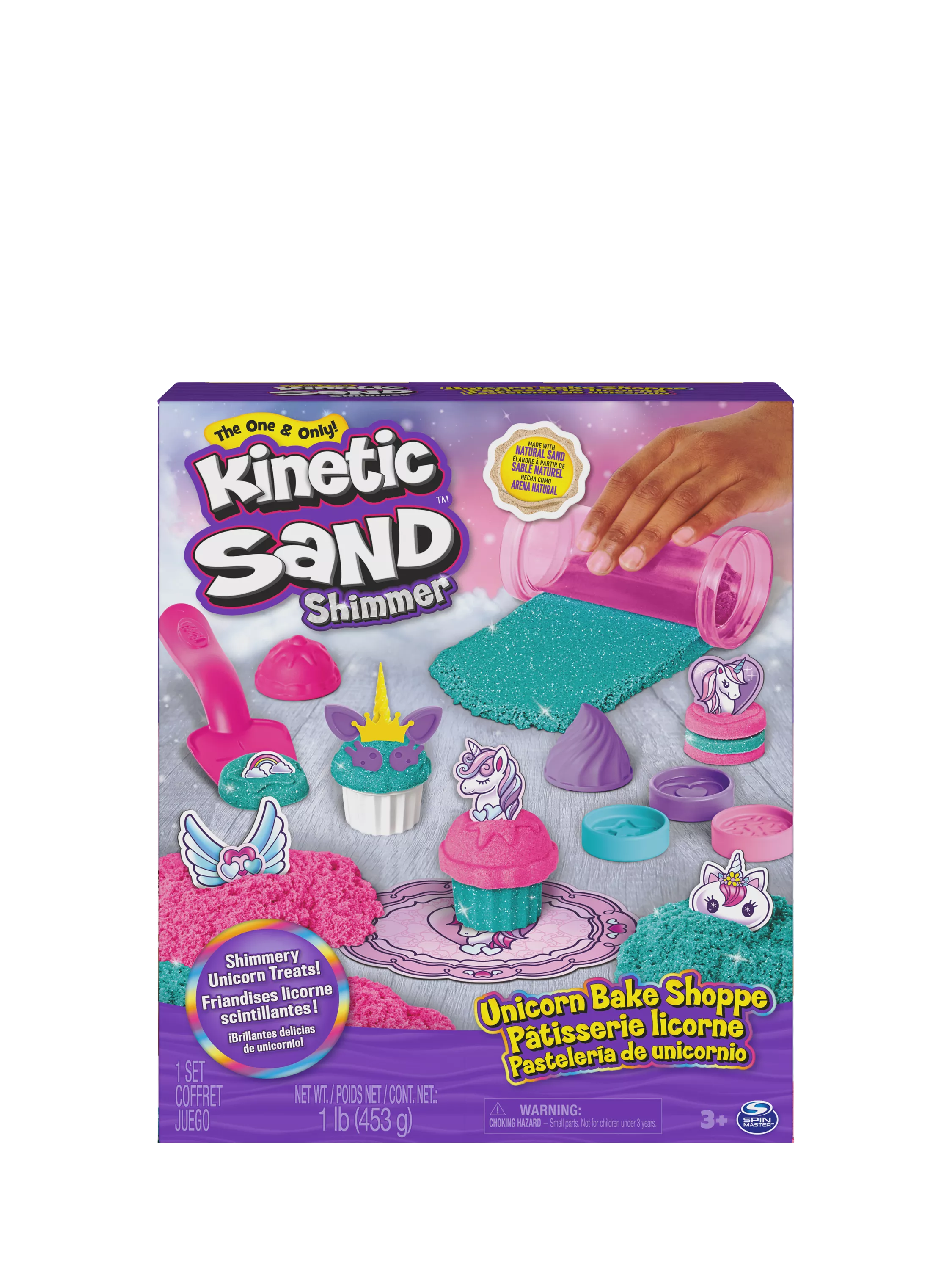 Kinetic Sand unicorn bake shoppe playset with teal and pink sand 453g, UK version