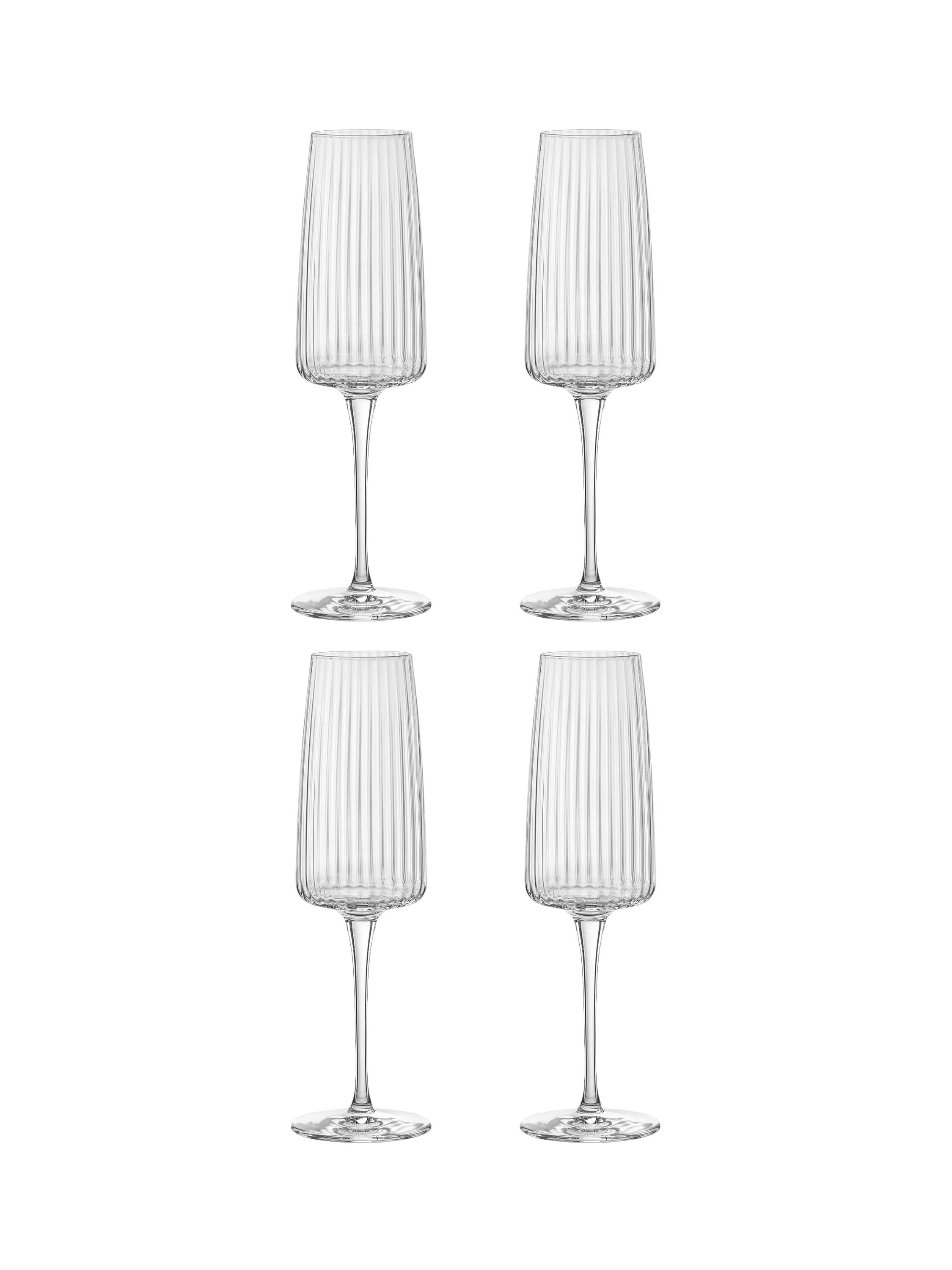 Bormioli Rocco Exclusiva glass flutes set of 4 255ml clear, imported from the UK