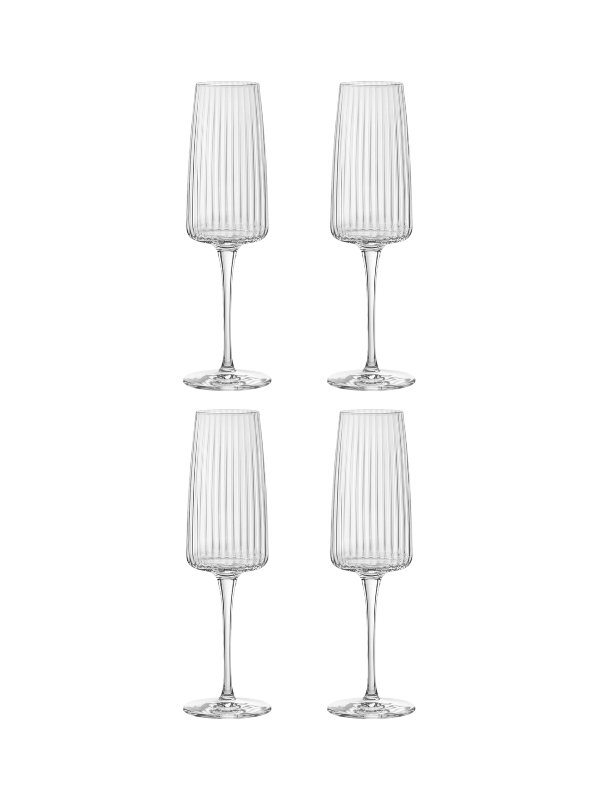 Bormioli Rocco Exclusiva glass flutes set of 4 255ml clear, imported from the UK