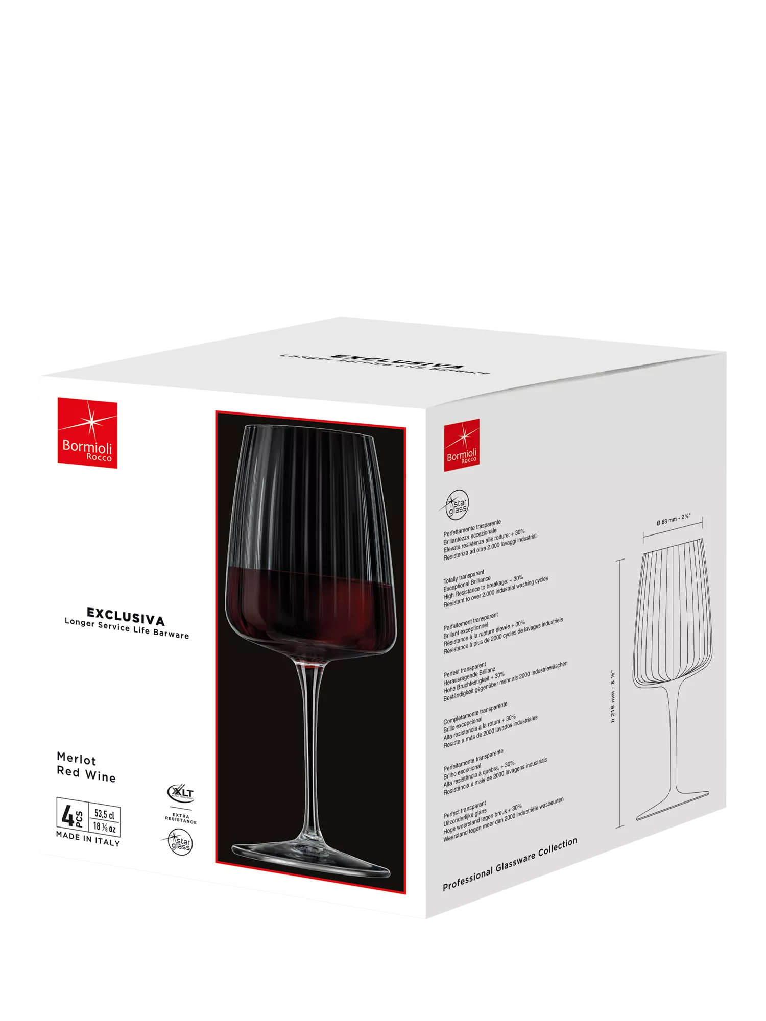 Bormioli Rocco Exclusiva red wine glasses set of 4 535ml (British brand)