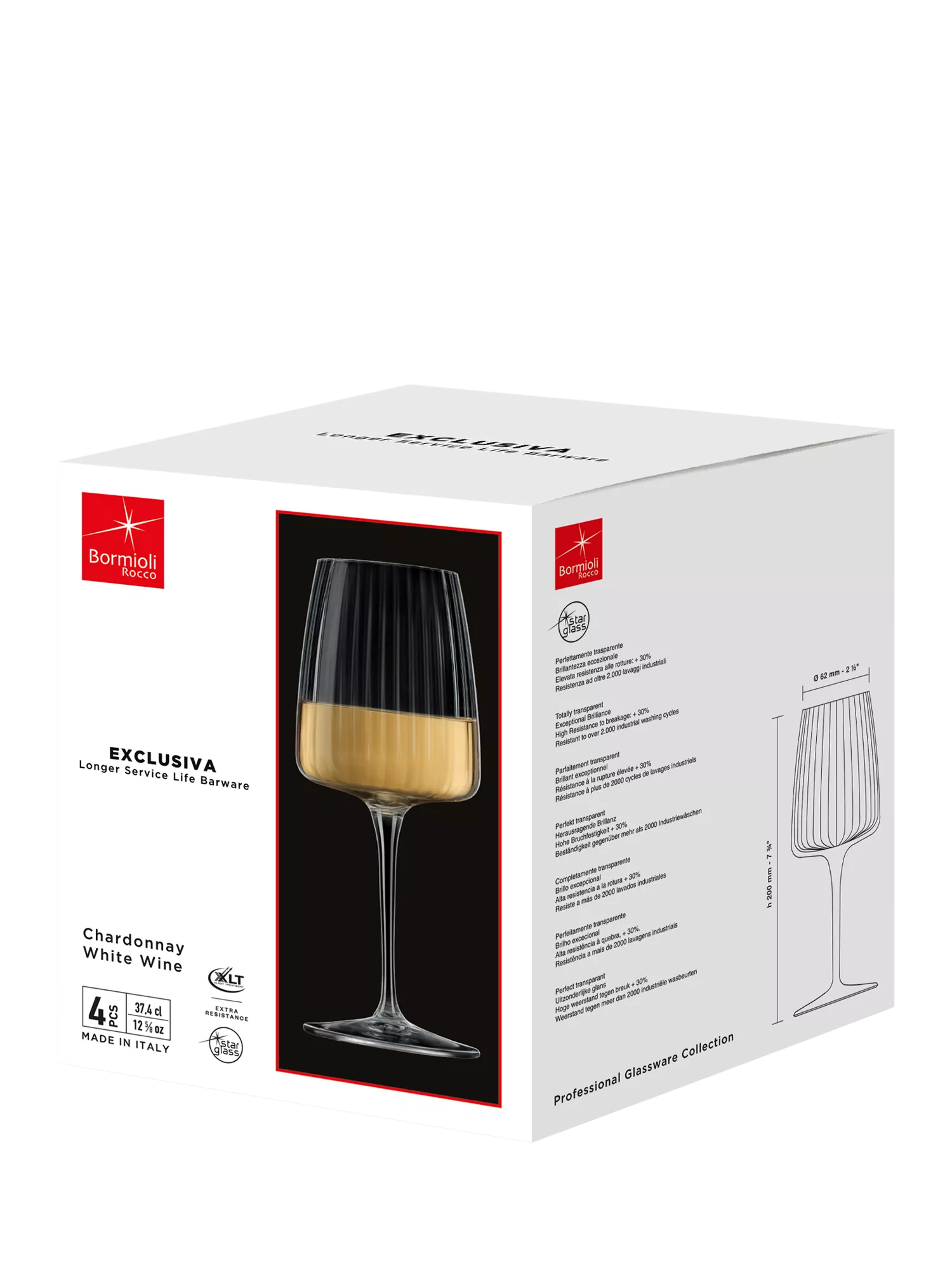 Bormioli Rocco white wine glasses set of 4, 374ml - British product