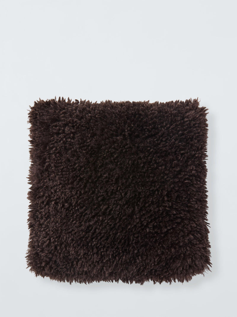 John Lewis curly faux fur cushion 35x35cm, imported from the UK