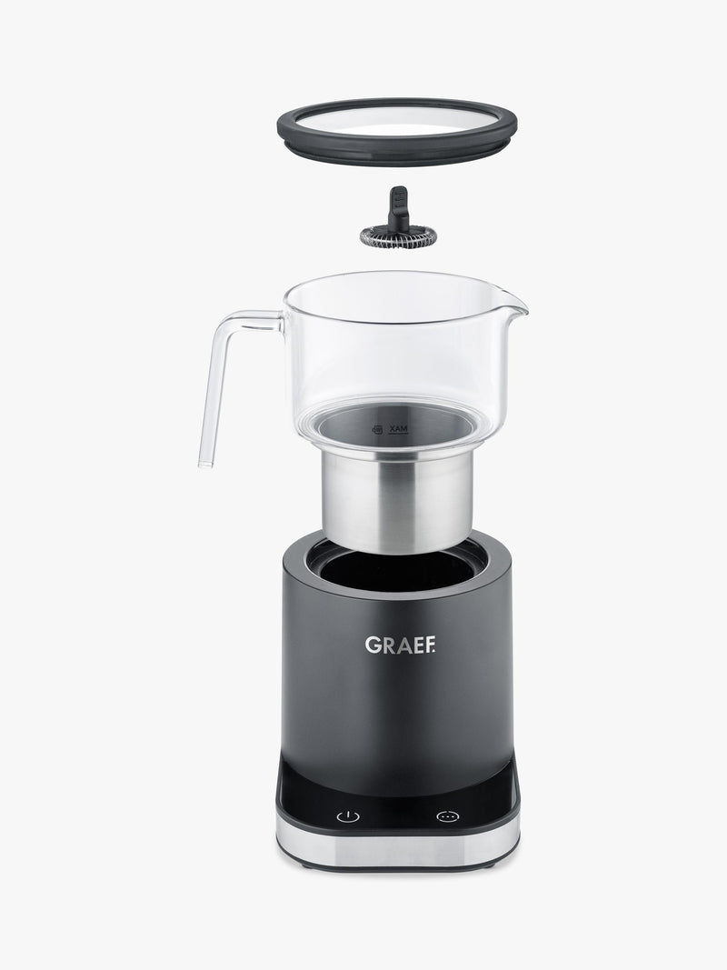 Graef MS902 induction milk frother black glass jug - British product