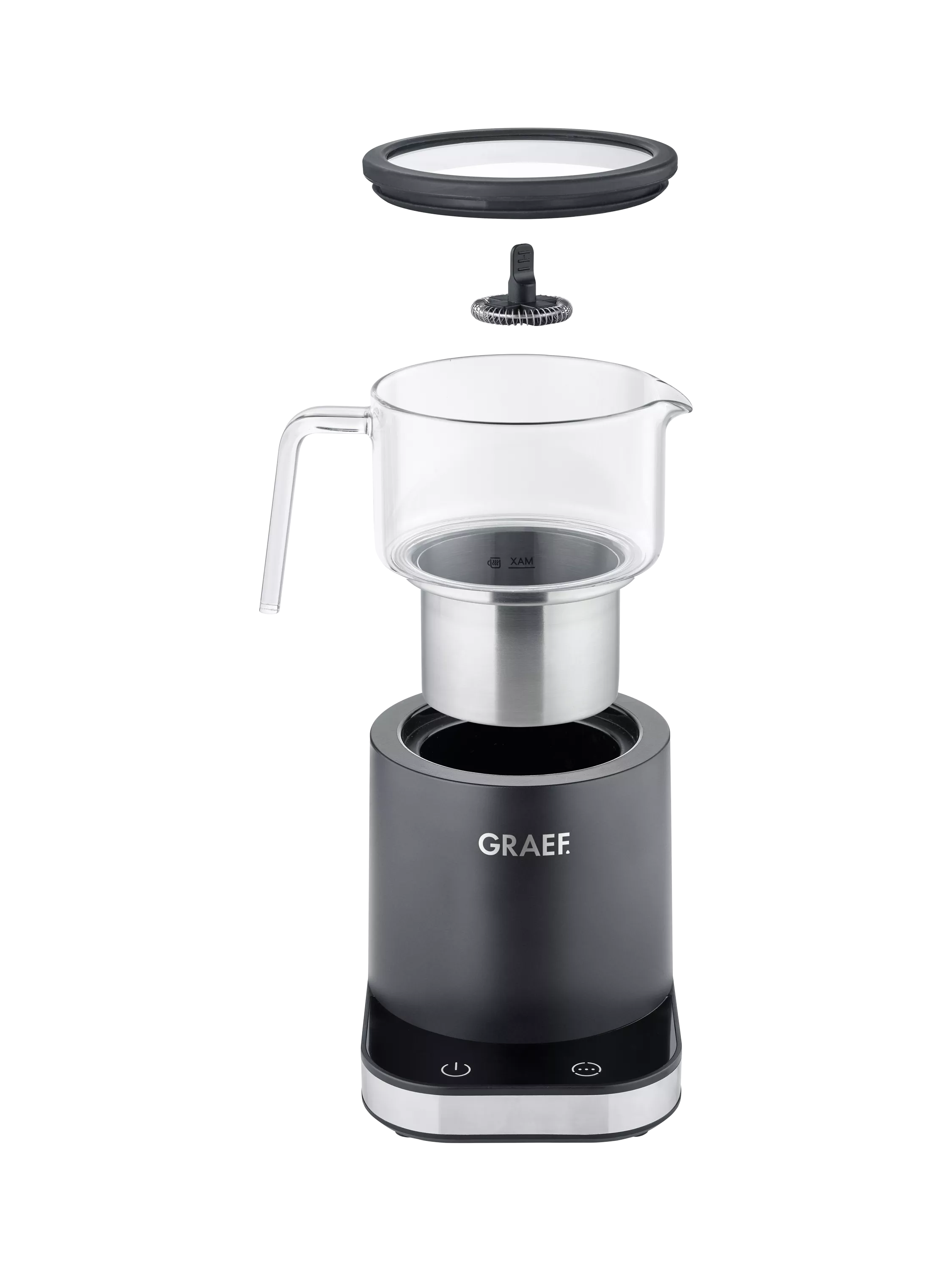 Graef MS902 induction milk frother black glass jug - British product