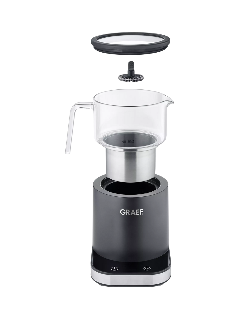 Graef MS902 induction milk frother black glass jug - British product
