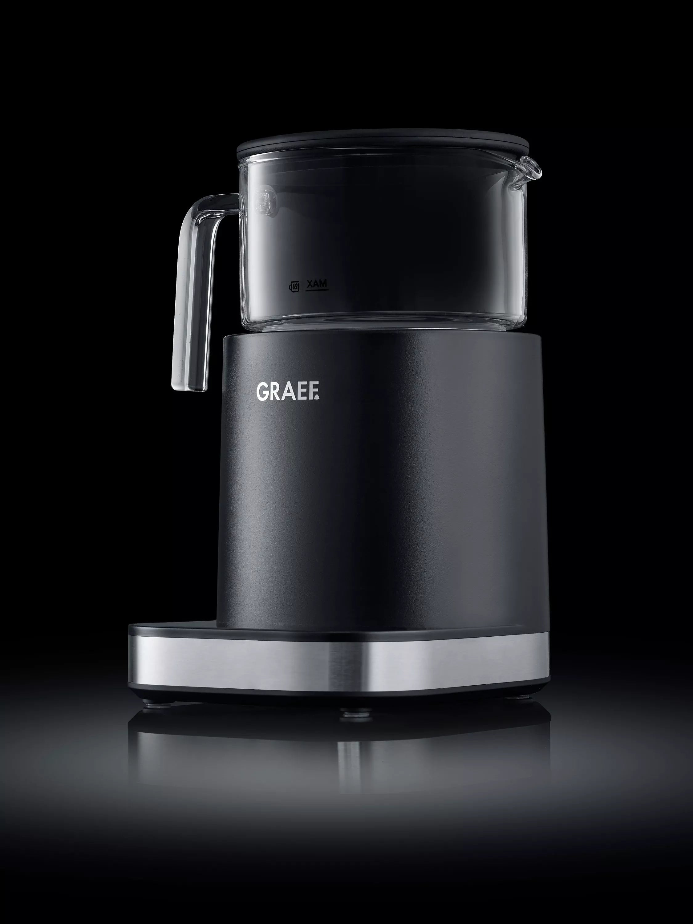Graef MS902 induction milk frother black glass jug - British product