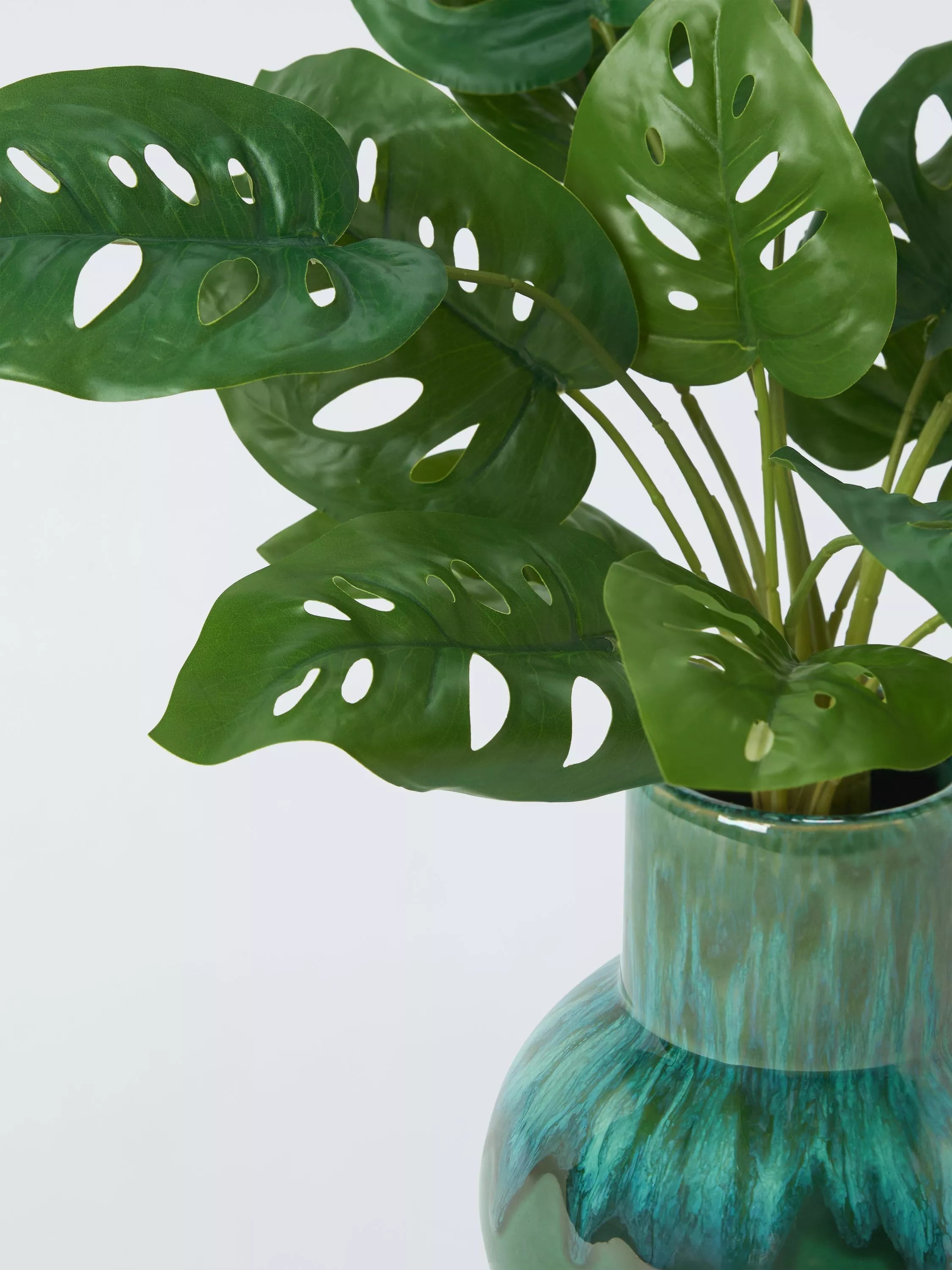 John Lewis artificial Monstera plant in reactive glaze ceramic pot H56cm, imported from the UK