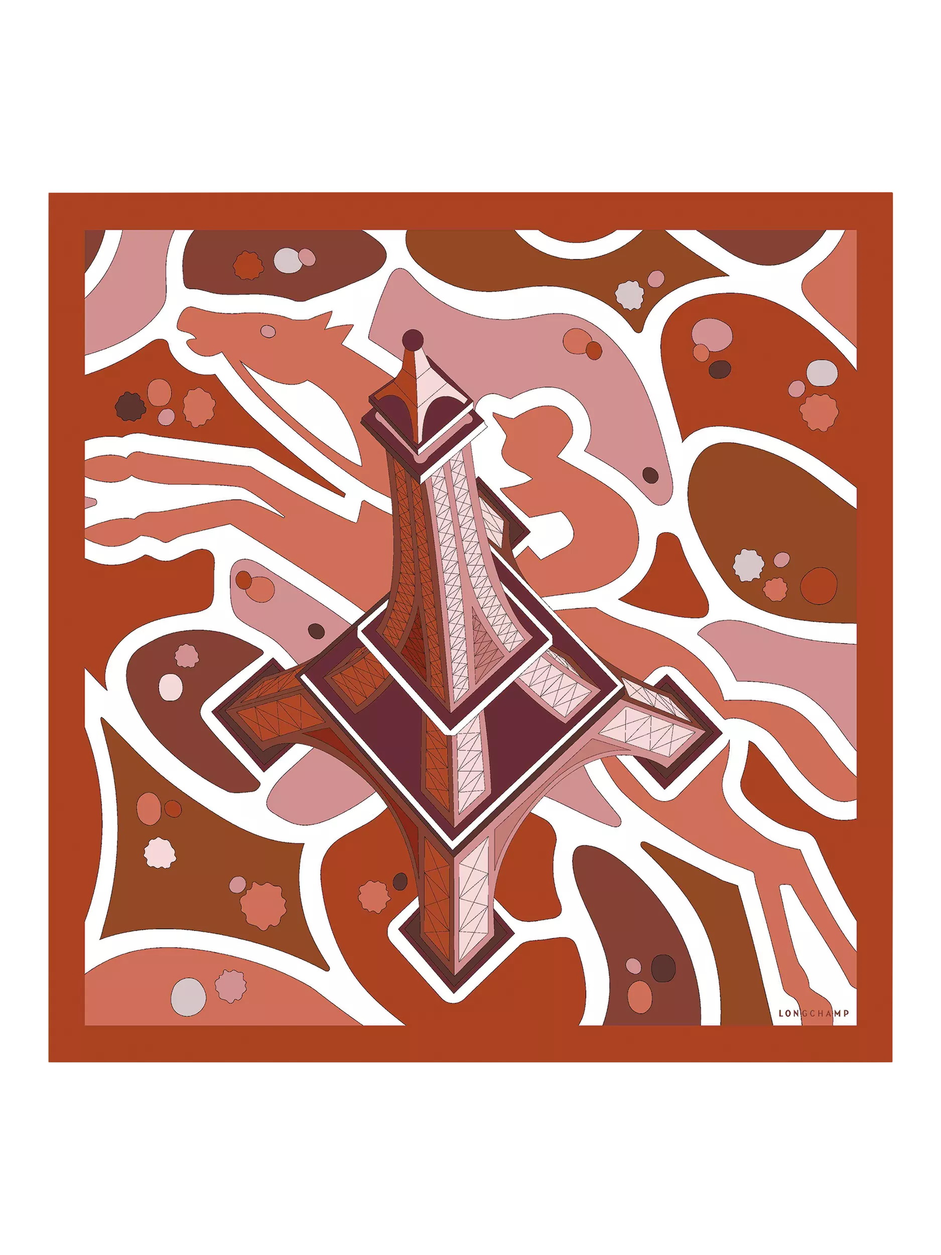 Longchamp silk scarf Equestrian Tower Marmalade 70cm (British brand)