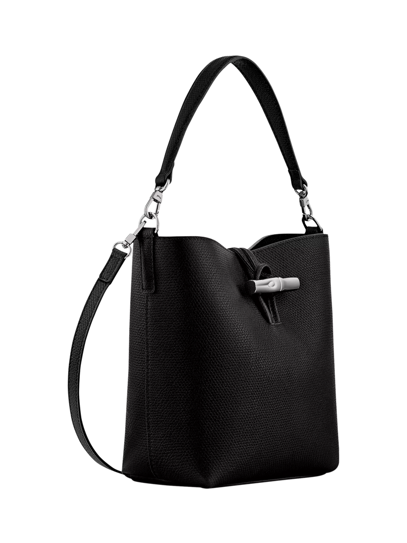 Longchamp Roseau bucket bag black cowhide leather (British brand)